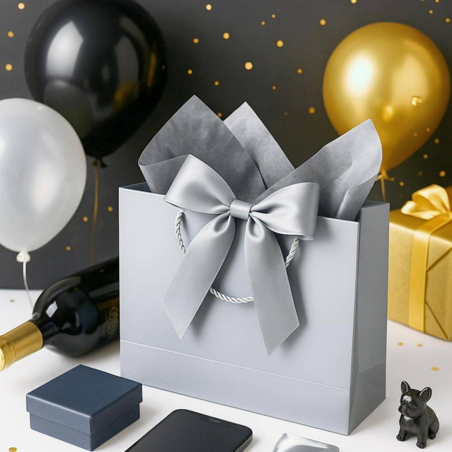 Geschenktüten Papiertüten Schleifenbändern Grußkarten Taschentüchern