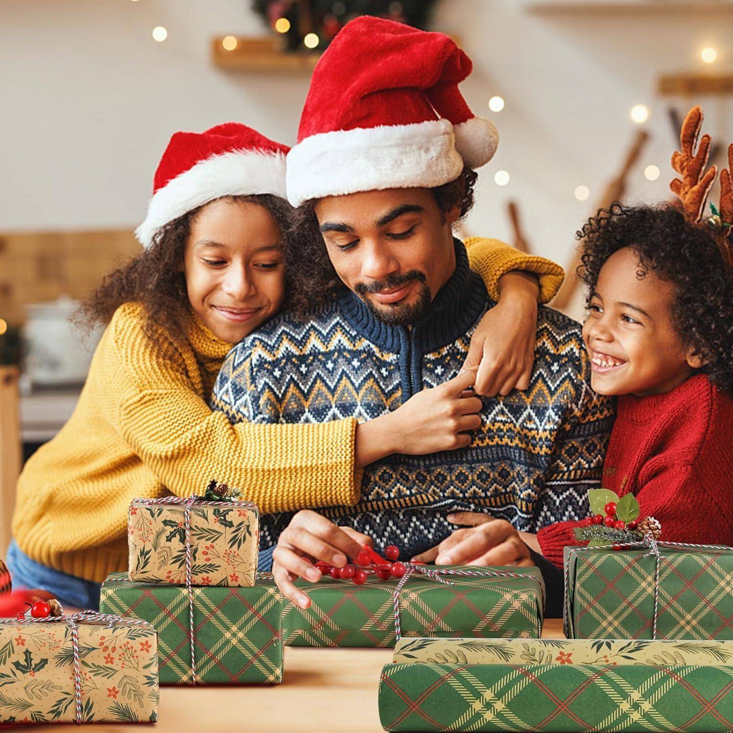 2 Rollen Geschenkpapier Weihnachten Set 43cm 15m Nature Kraftpapier