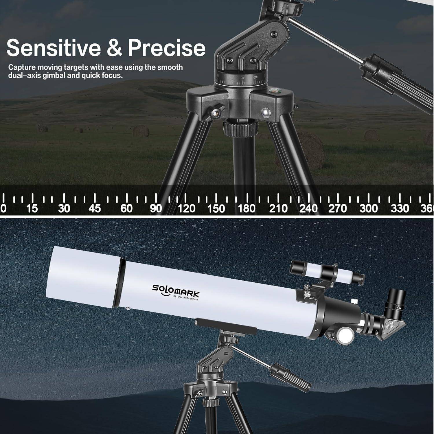 Teleskop 80mm 900mm Refraktor Astronomie Kinder-Anfänger Tragetasche