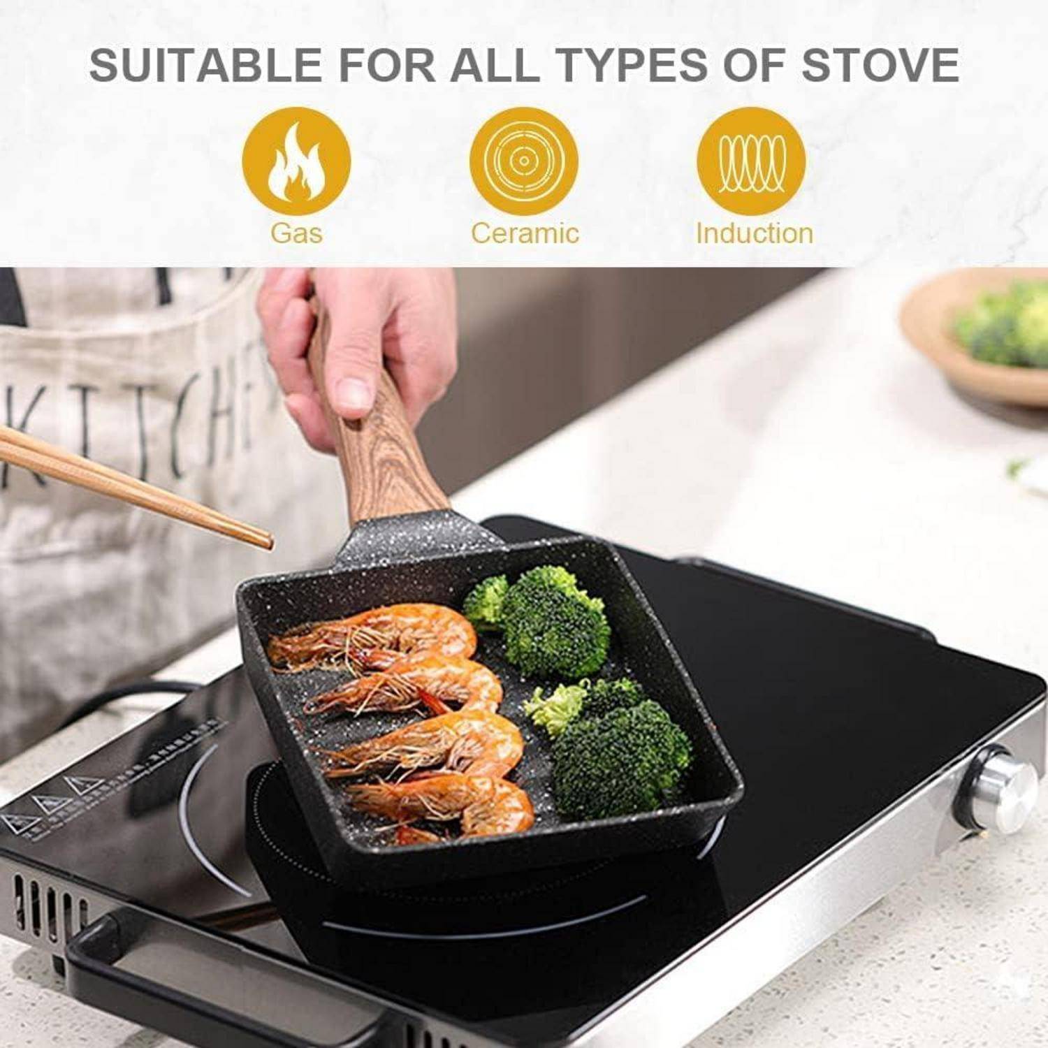 Bobikuke Tamagoyaki Pfanne Antihaft Aluminium Rechteckig Gasherd