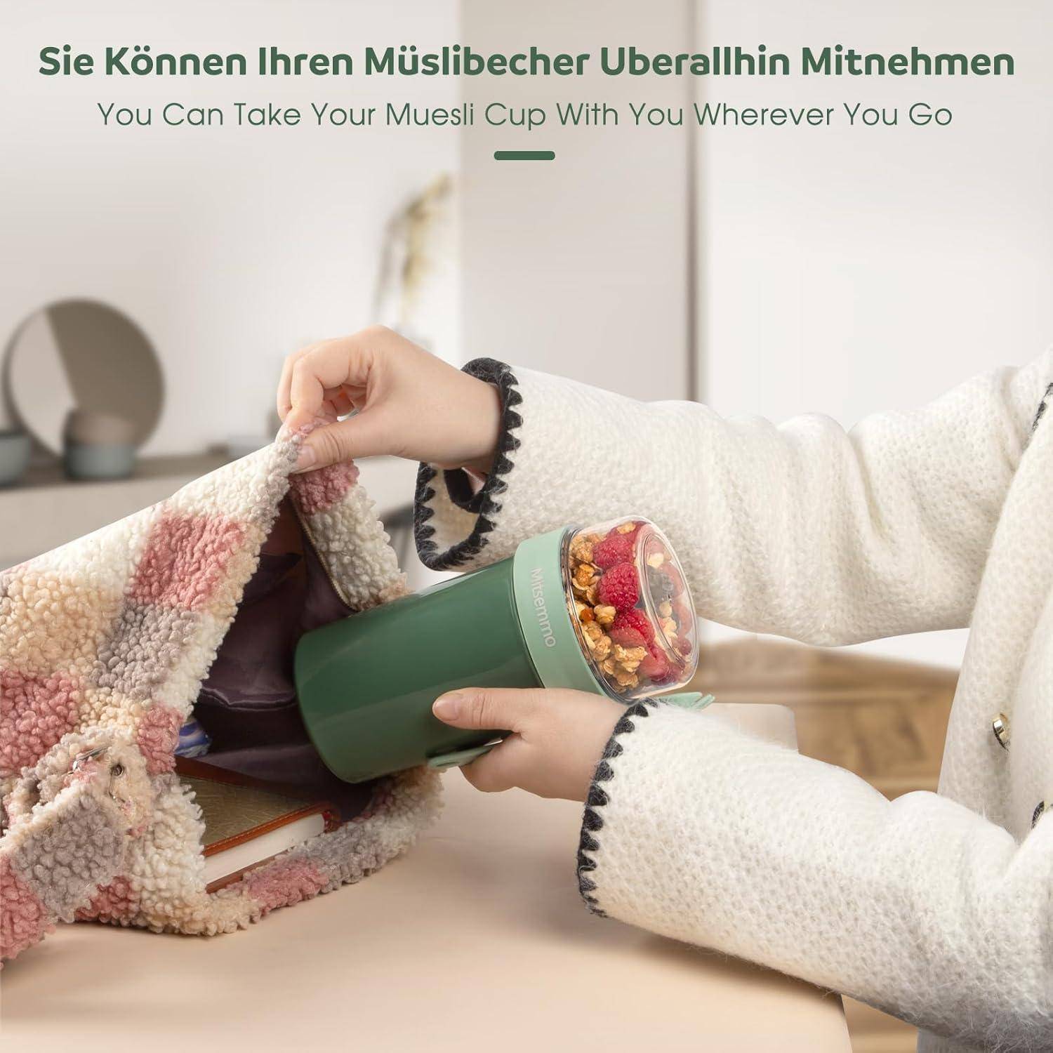 Müslibecher to Go 760ml+230ml, Joghurtbecher mit Löffel, Müslischale