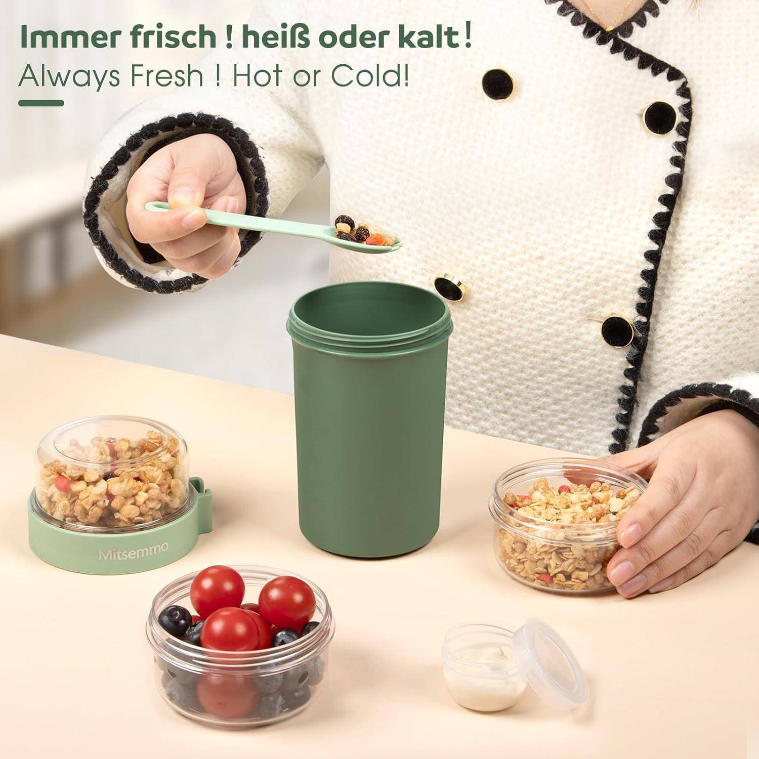 Müslibecher to Go 760ml+230ml, Joghurtbecher mit Löffel, Müslischale