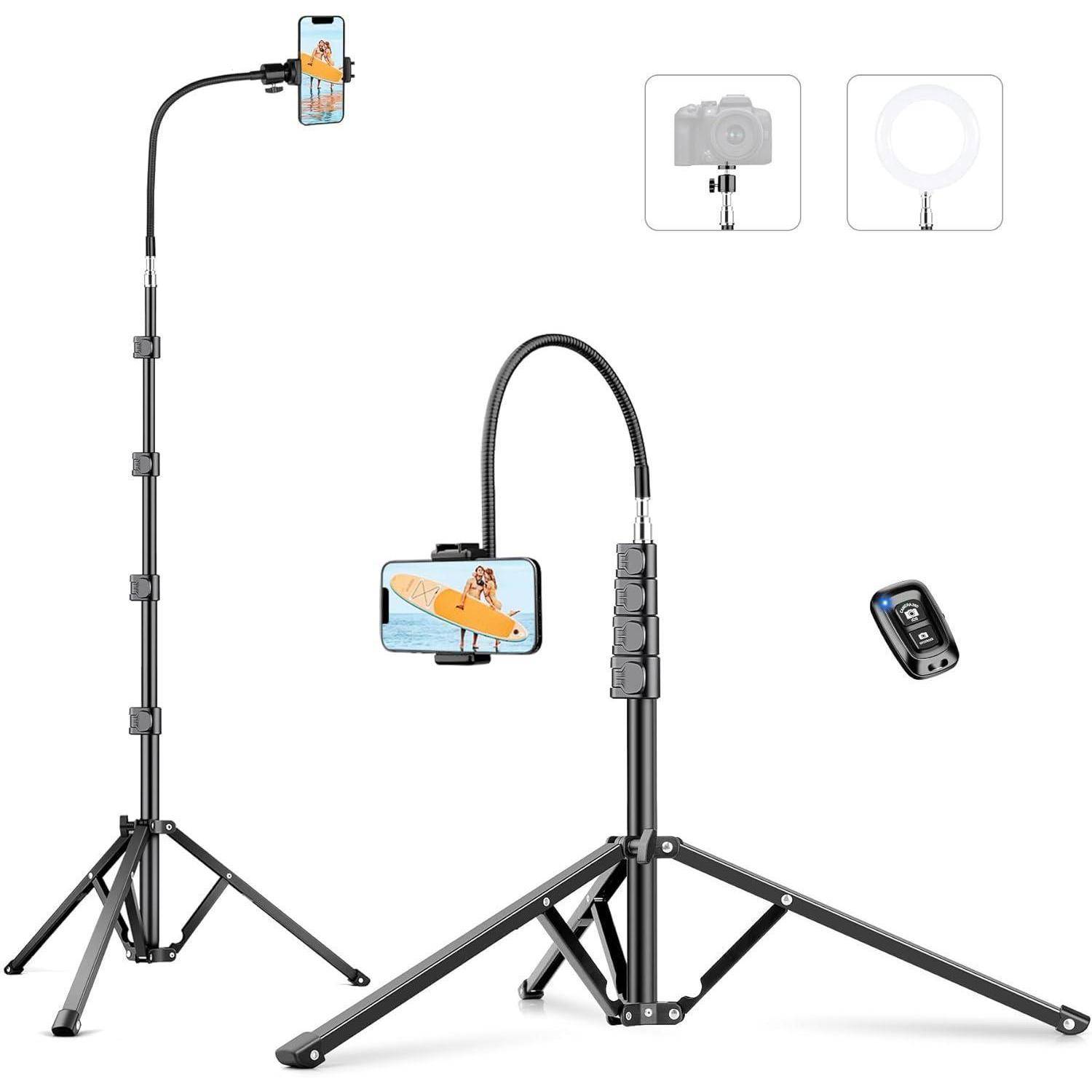 Victiv 224cm Handy Stativ mit Schwanenhals für Canon DSLR & iPhone 15