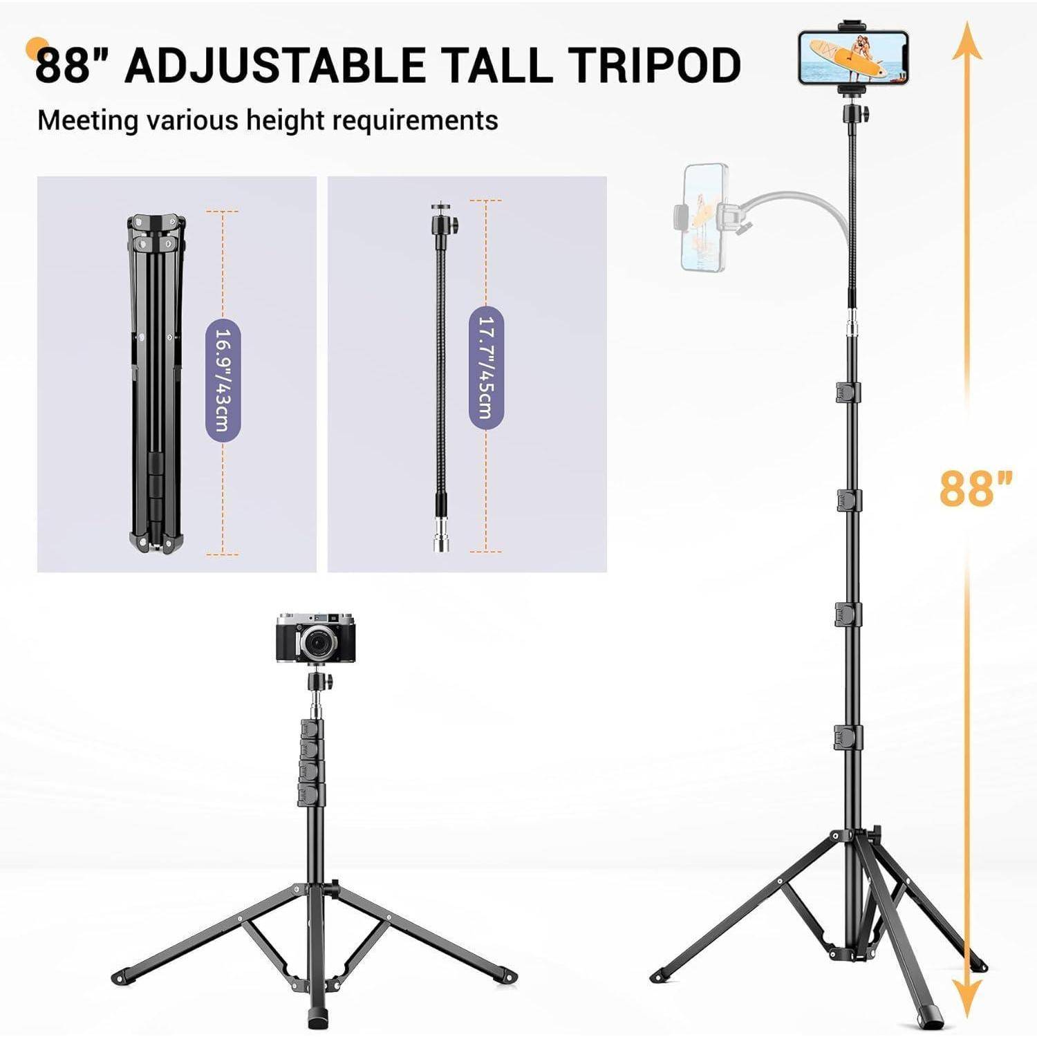 Victiv 224cm Handy Stativ mit Schwanenhals für Canon DSLR & iPhone 15