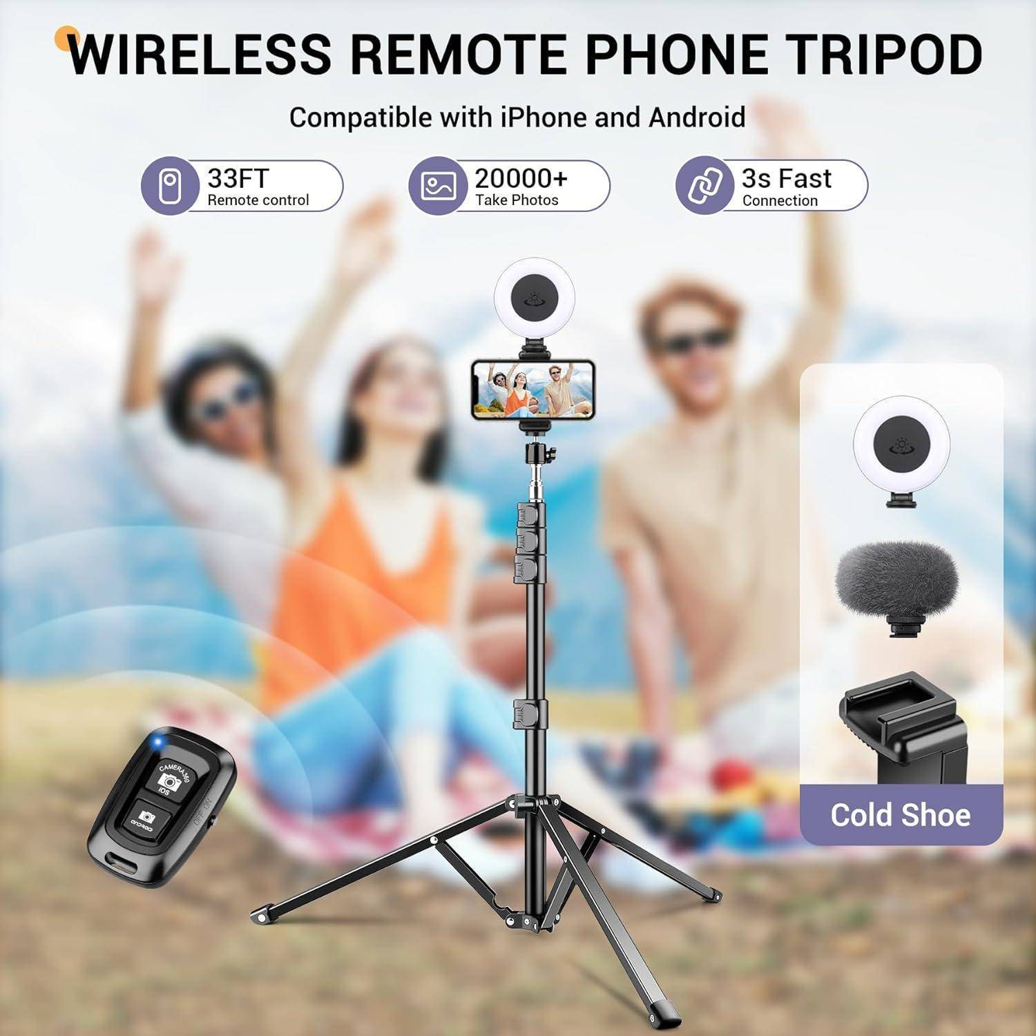 Victiv 224cm Handy Stativ mit Schwanenhals für Canon DSLR & iPhone 15