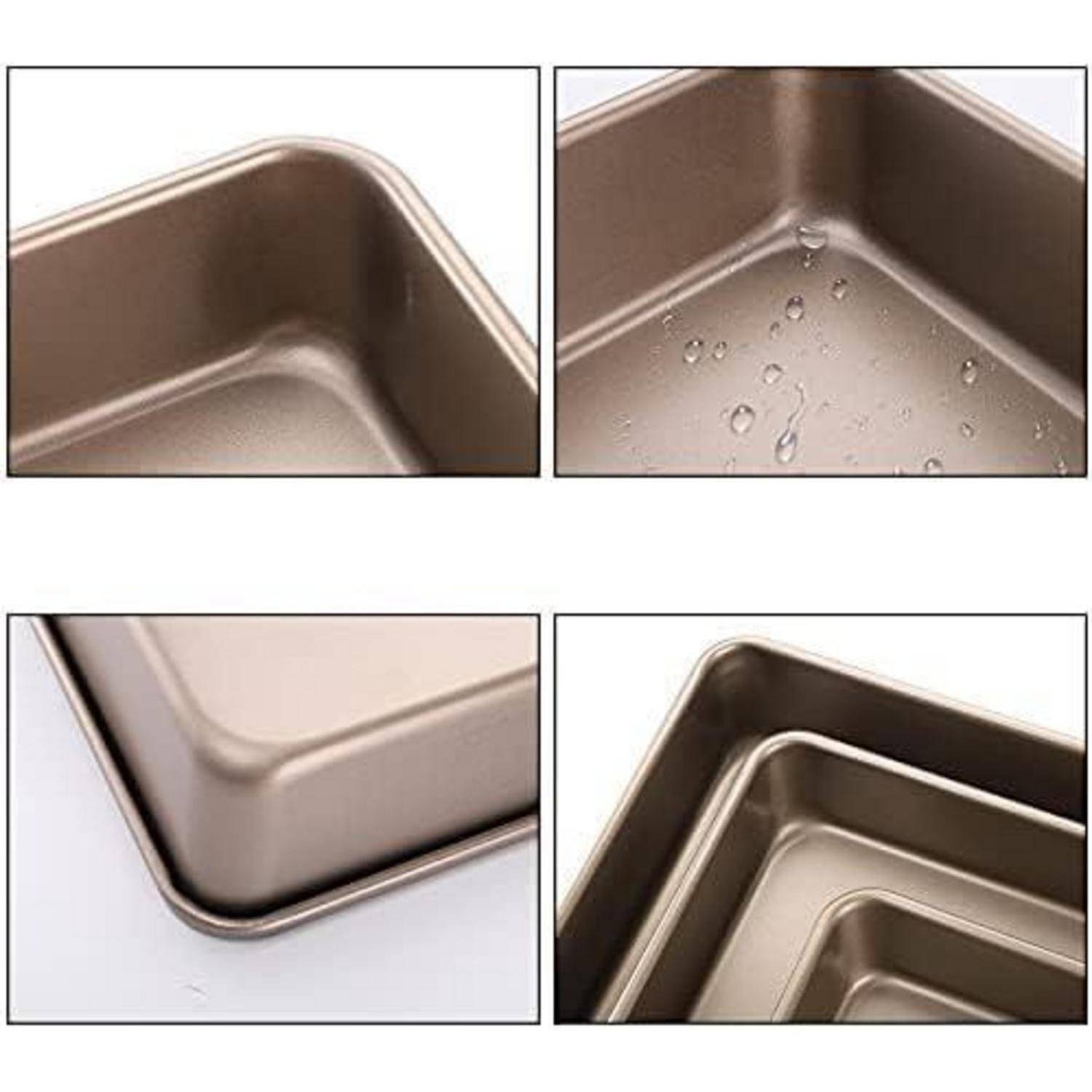 Antihaft Backblech Set 3-teilig Edelstahl Kuchenblech Auflaufform Gold