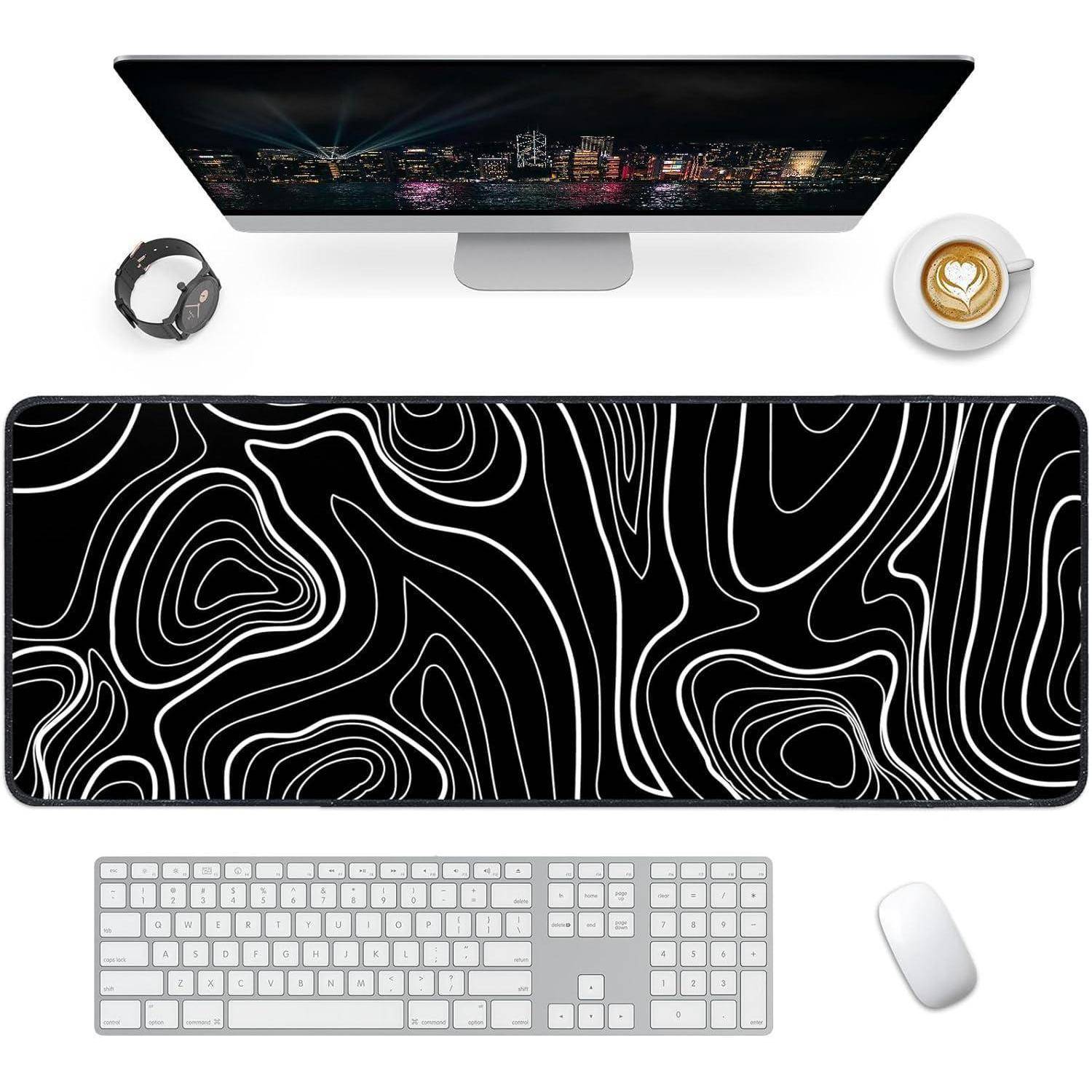 Großes Gaming Mauspad XXL 800x300mm Rutschfeste Gummibasis Schwarz
