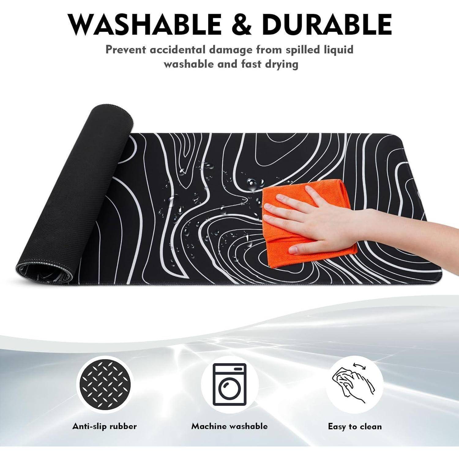 Großes Gaming Mauspad XXL 800x300mm Rutschfeste Gummibasis Schwarz
