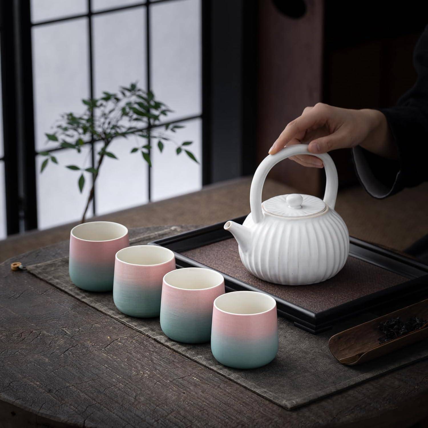 Japanische Teetasse 7,2Oz 205ml Farbverlauf Rosa Grün 4er Set