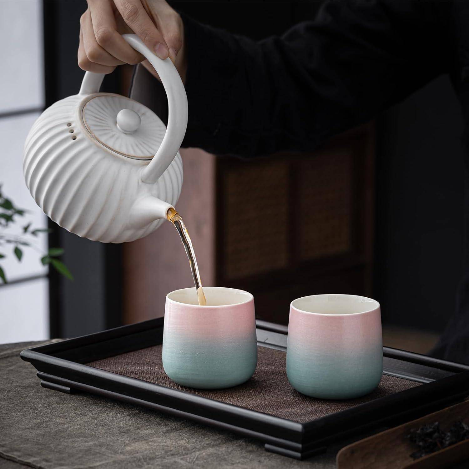 Japanische Teetasse 7,2Oz 205ml Farbverlauf Rosa Grün 4er Set