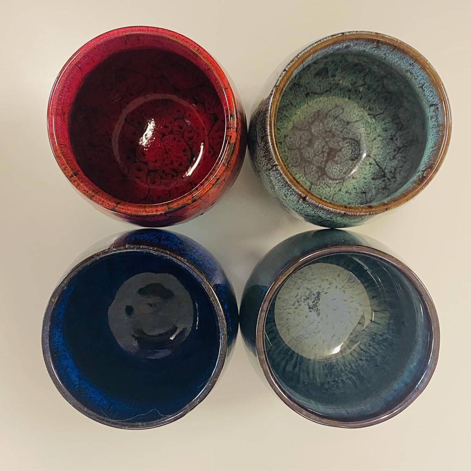 Japanische Keramik Teetassen Set 4er Flammglasiert Geschenkbox