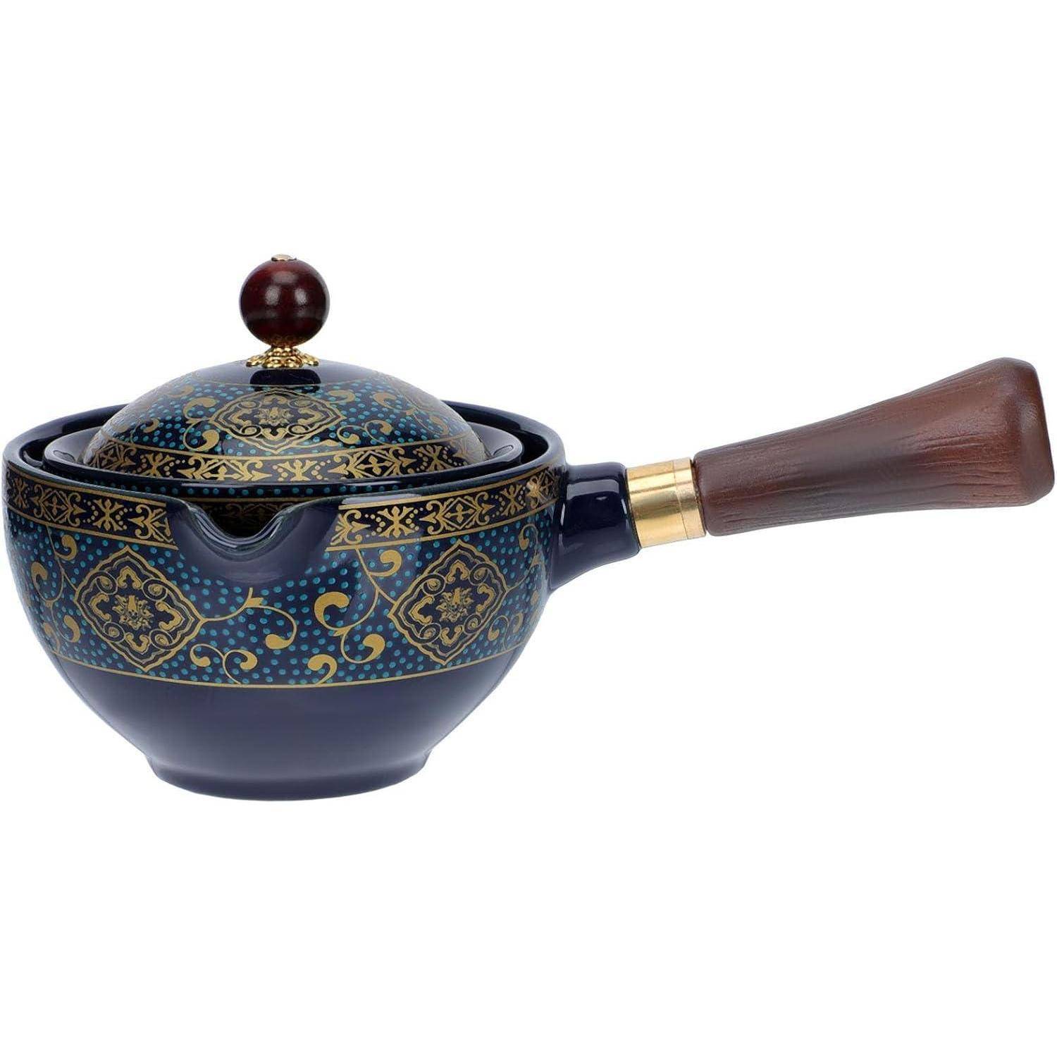Keramik Teekanne Japanische Kyusu mit Holzgriff Teesieb Retro