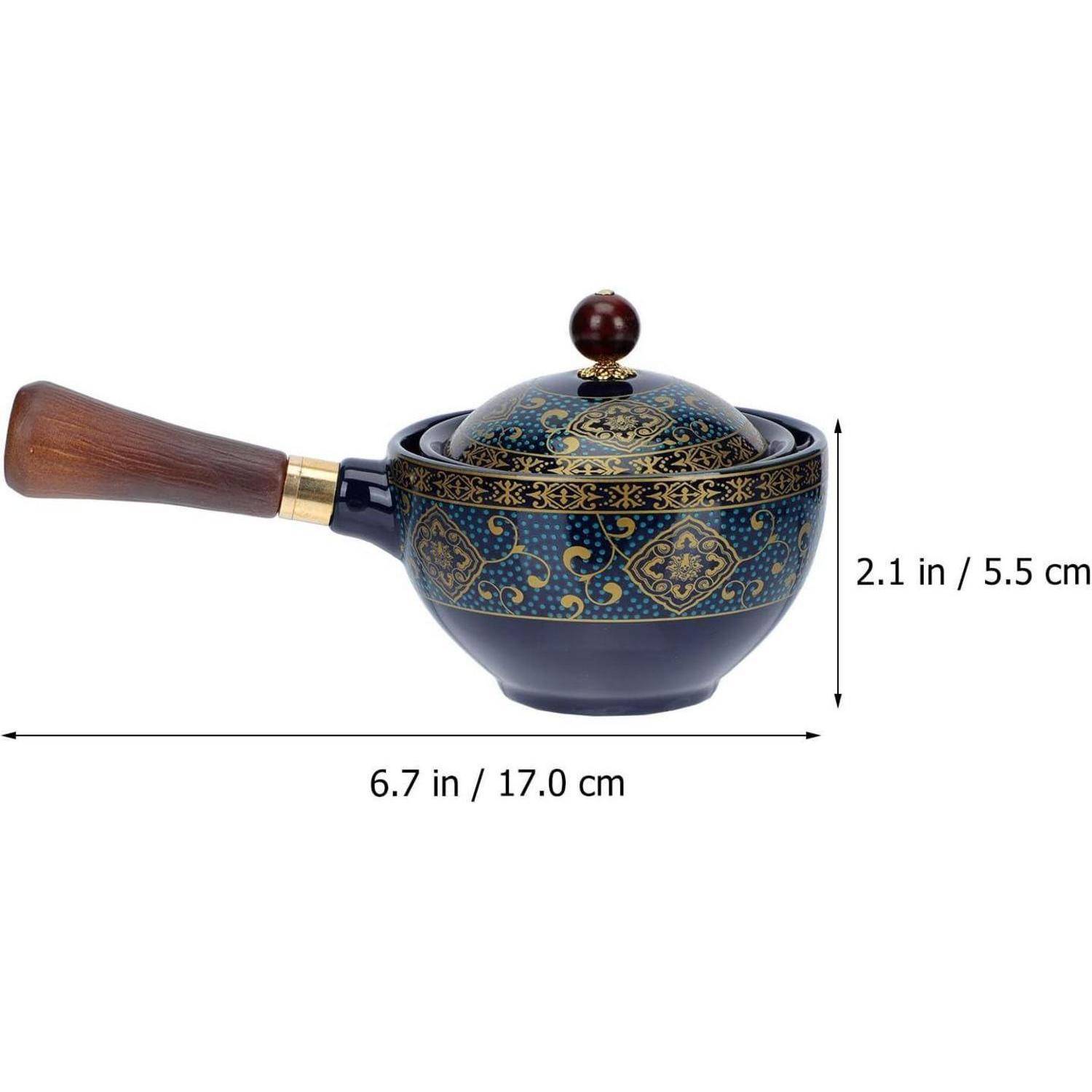 Keramik Teekanne Japanische Kyusu mit Holzgriff Teesieb Retro