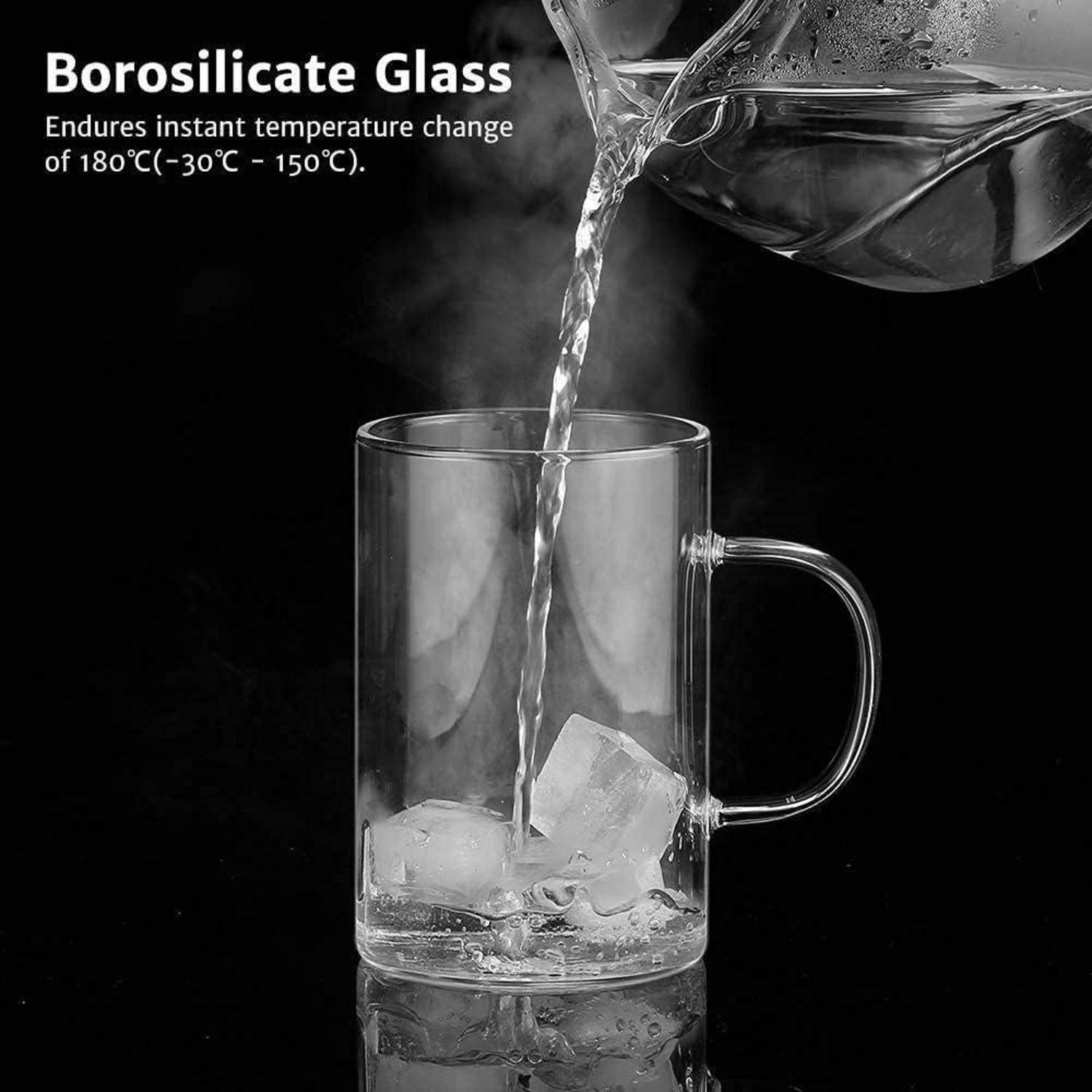 Glas Teetasse mit Edelstahl-Sieb und Deckel 500ml Borosilikatklär