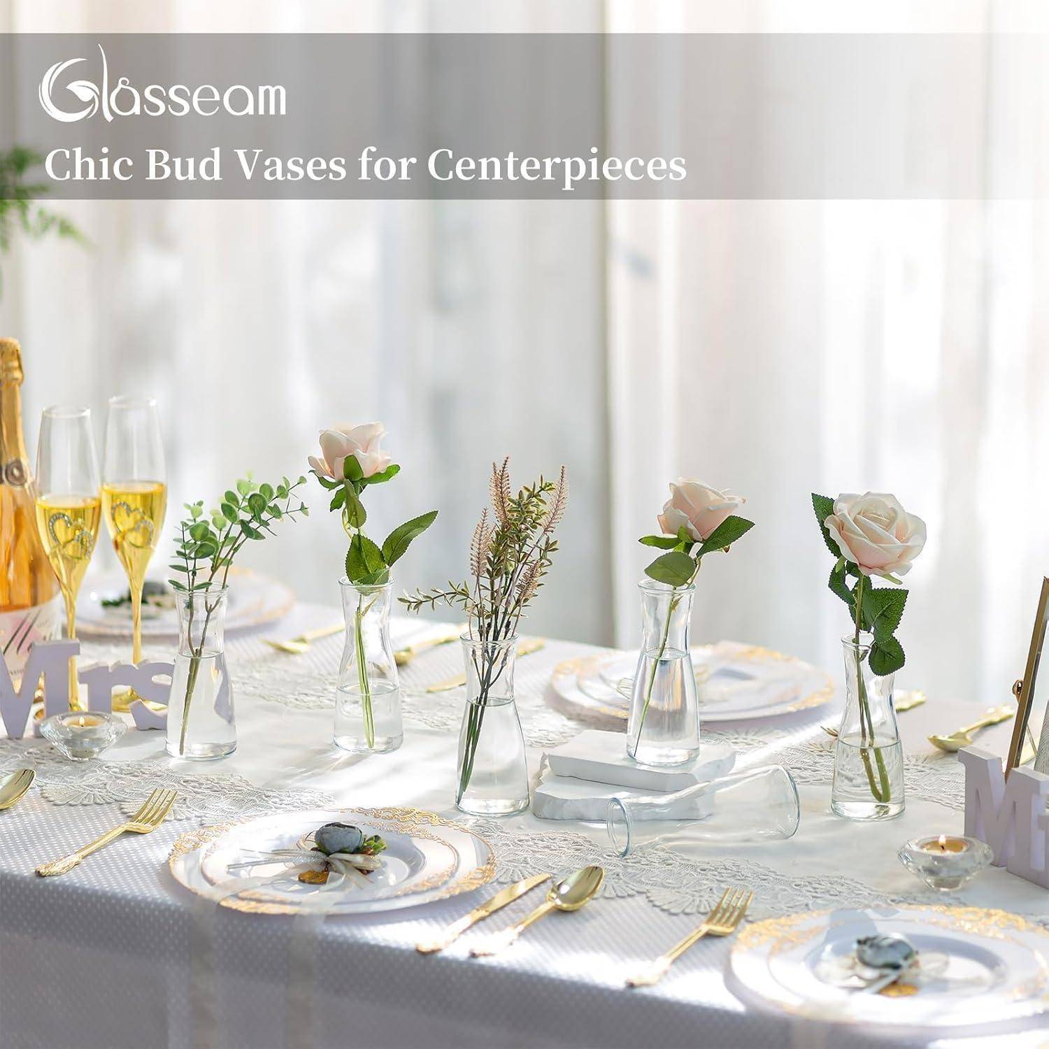 Kleine Glasvase Blumenvase Set 6 Stück Deko Tischdeko Modern Hochzeit