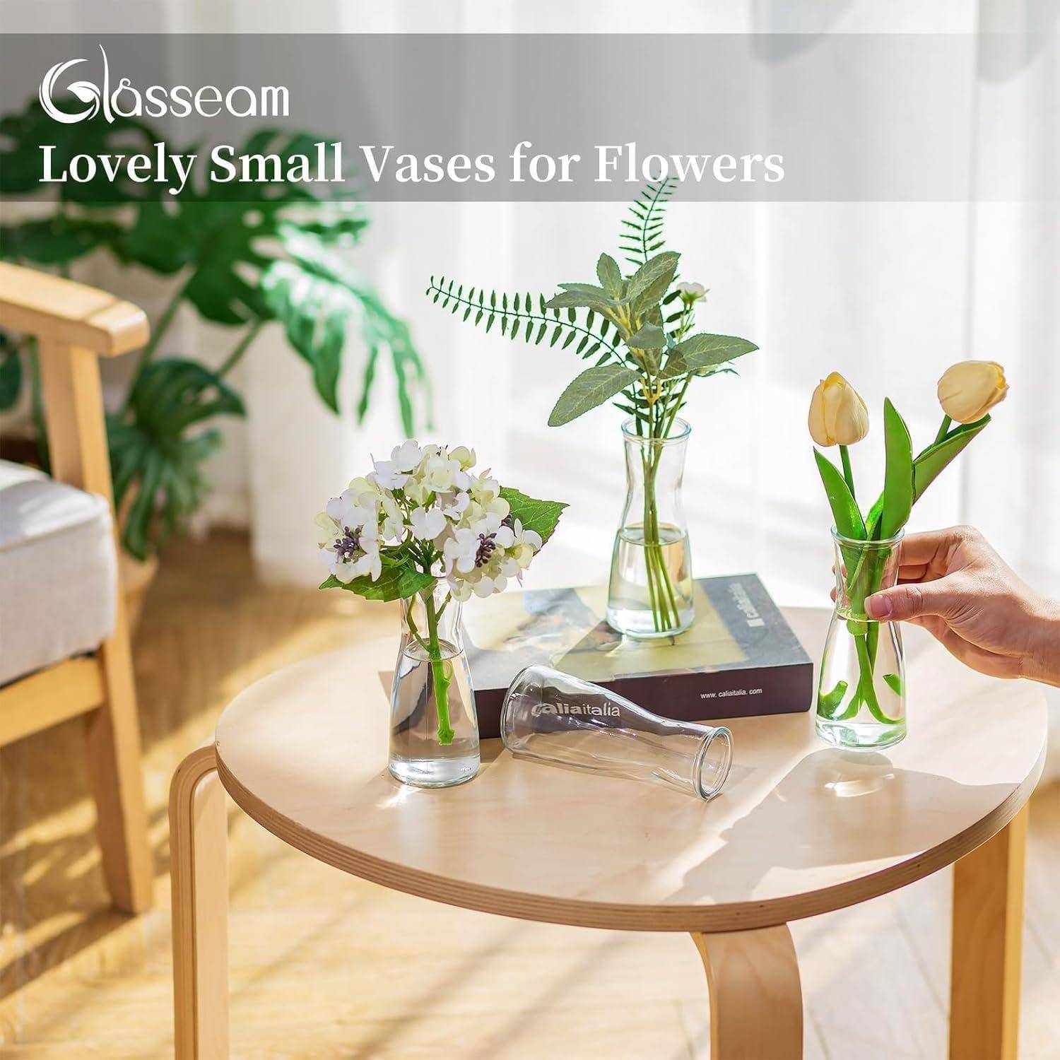 Kleine Glasvase Blumenvase Set 6 Stück Deko Tischdeko Modern Hochzeit