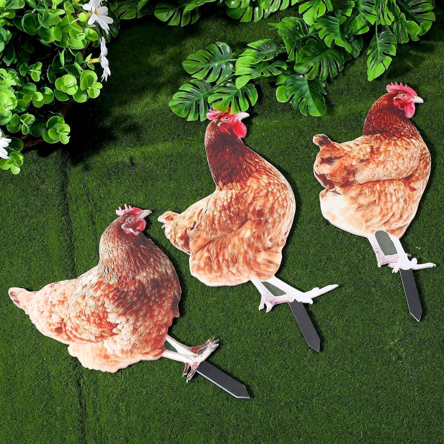 3er Set Halloween Gartenstecker Henne Huhn Acryl Gartendeko