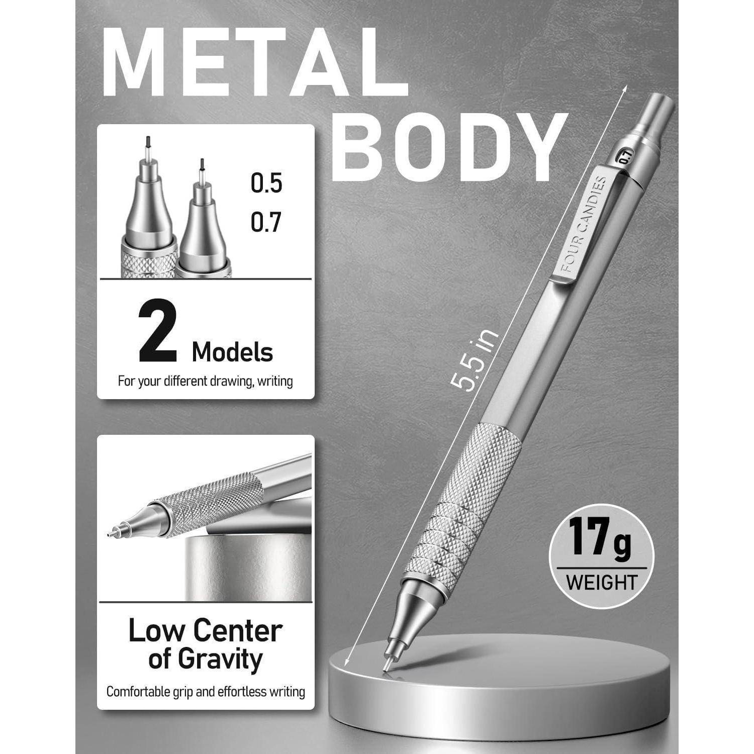 Metall Druckbleistifte Set 0,5mm 0,7mm Etui 360PCS HB Mine 3