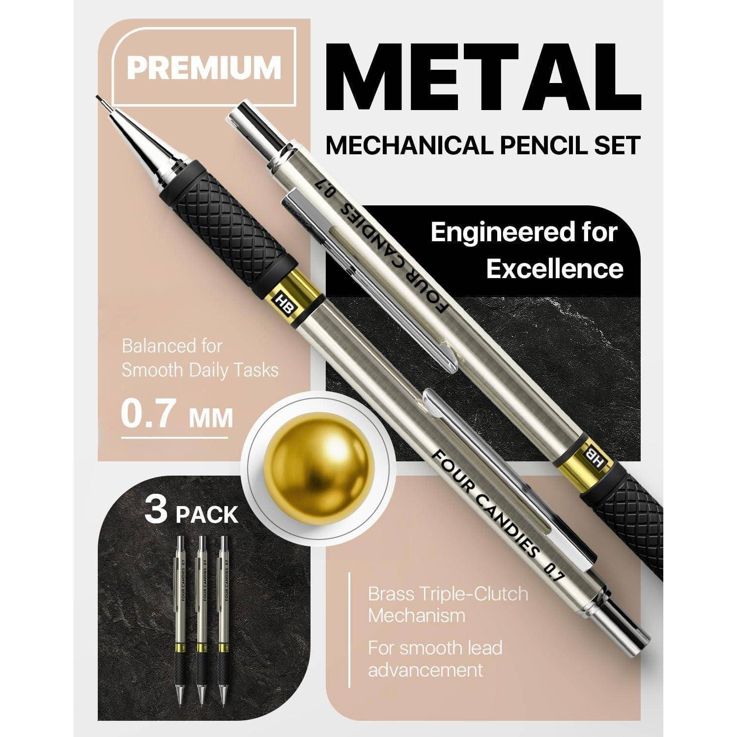 Druckbleistift Set 3 Stück Metall 0,7 mm