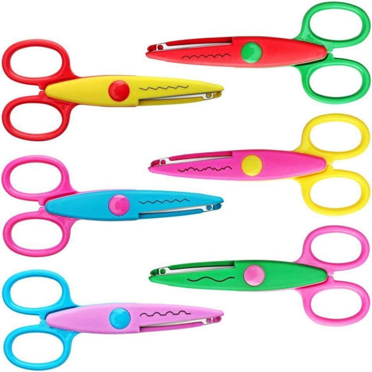 Kinder Bastelschere 6er-Set Zick-Zack-Schere gezackte Schere 13,5 cm