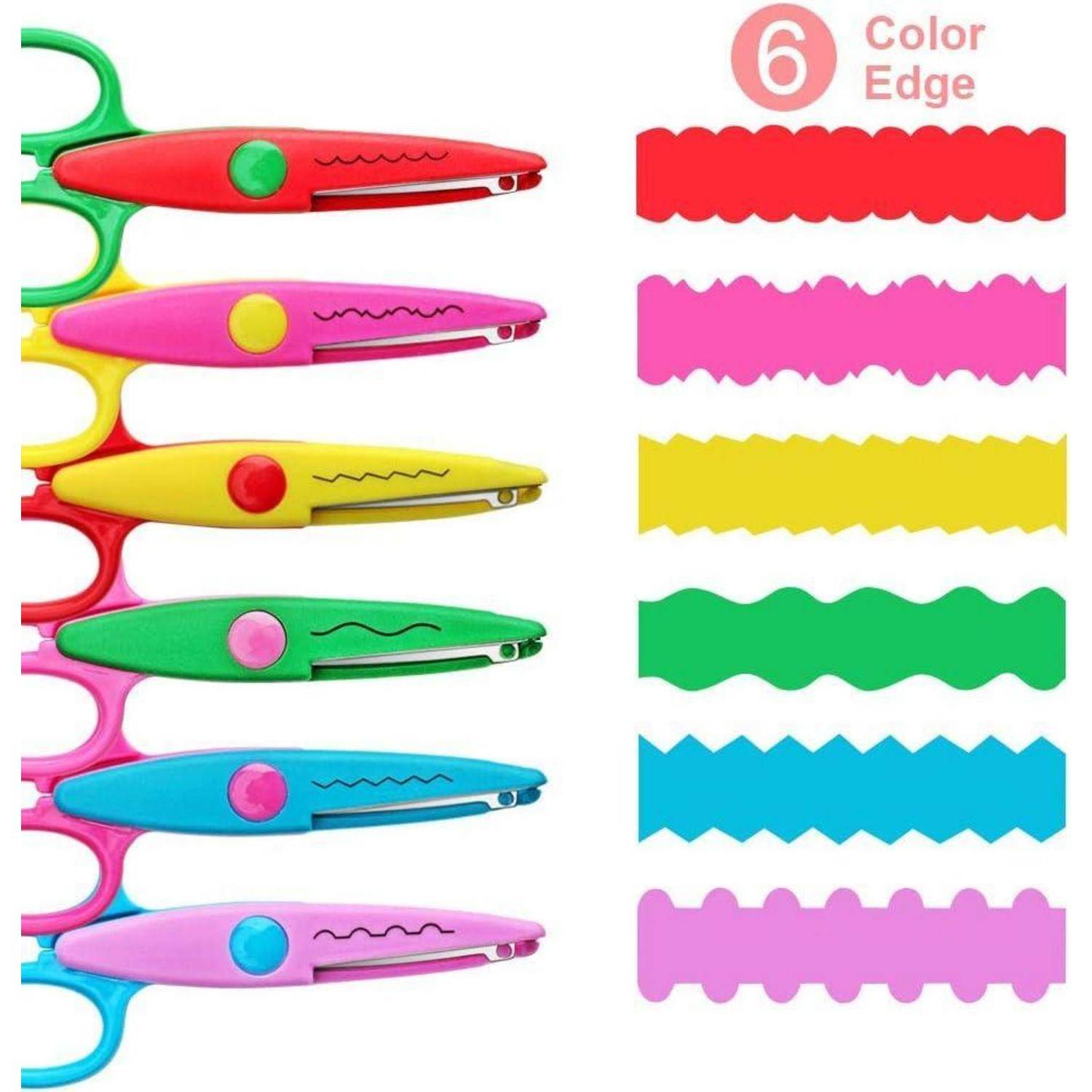 Kinder Bastelschere 6er-Set Zick-Zack-Schere gezackte Schere 13,5 cm