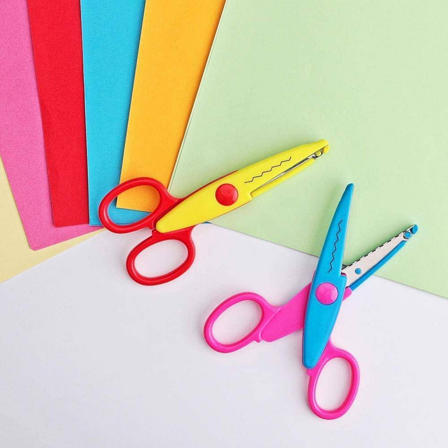 Kinder Bastelschere 6er-Set Zick-Zack-Schere gezackte Schere 13,5 cm