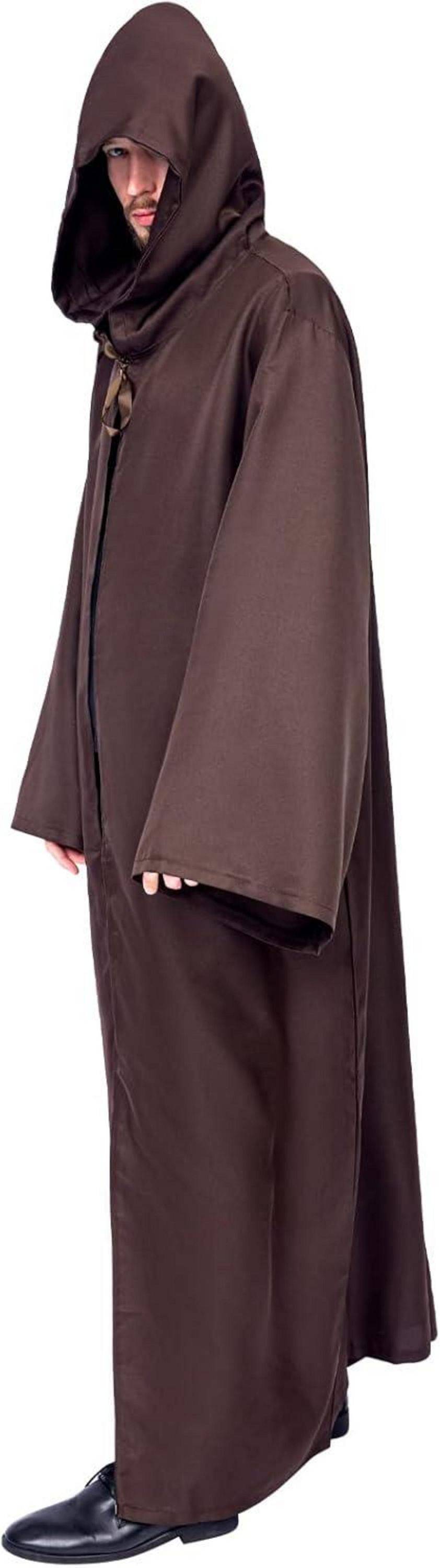 Umhang mit Kapuze Erwachsene Robe Halloween Kostüm Braun L