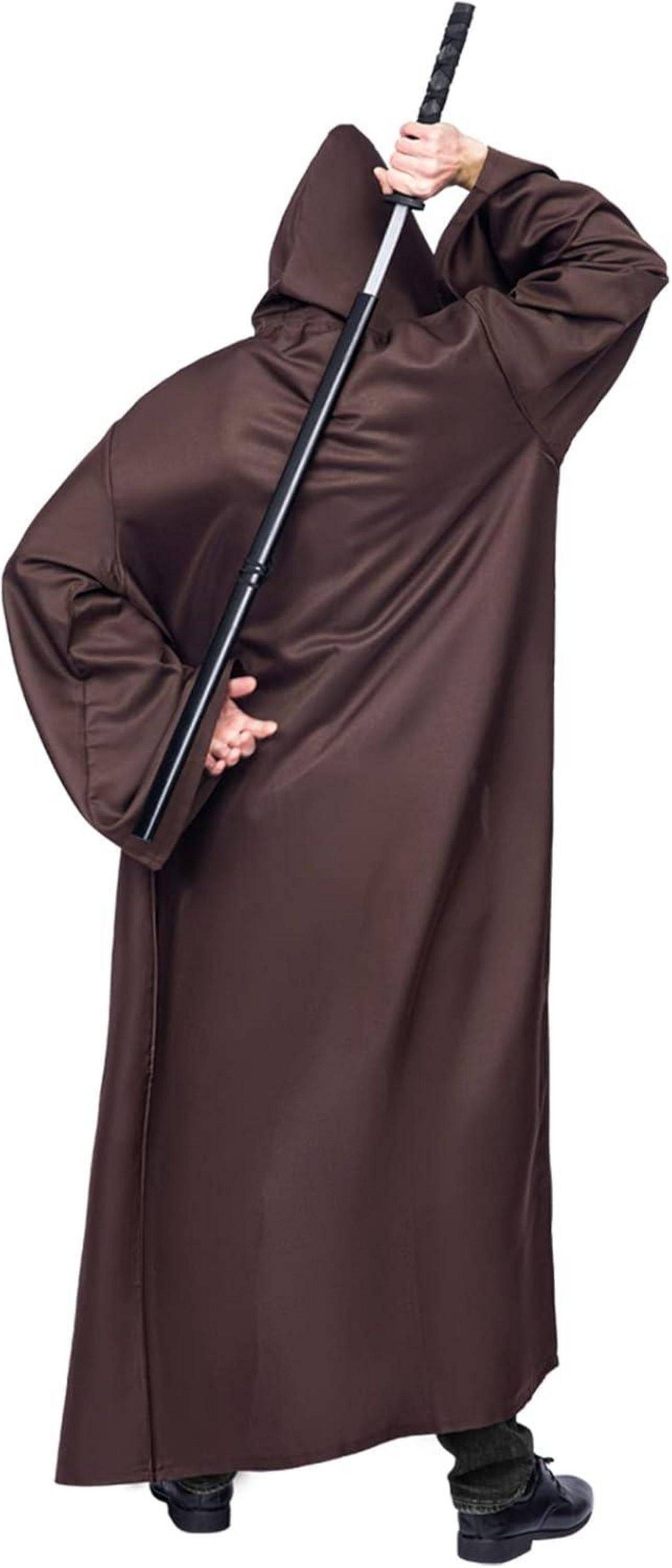Umhang mit Kapuze Erwachsene Robe Halloween Kostüm Braun L