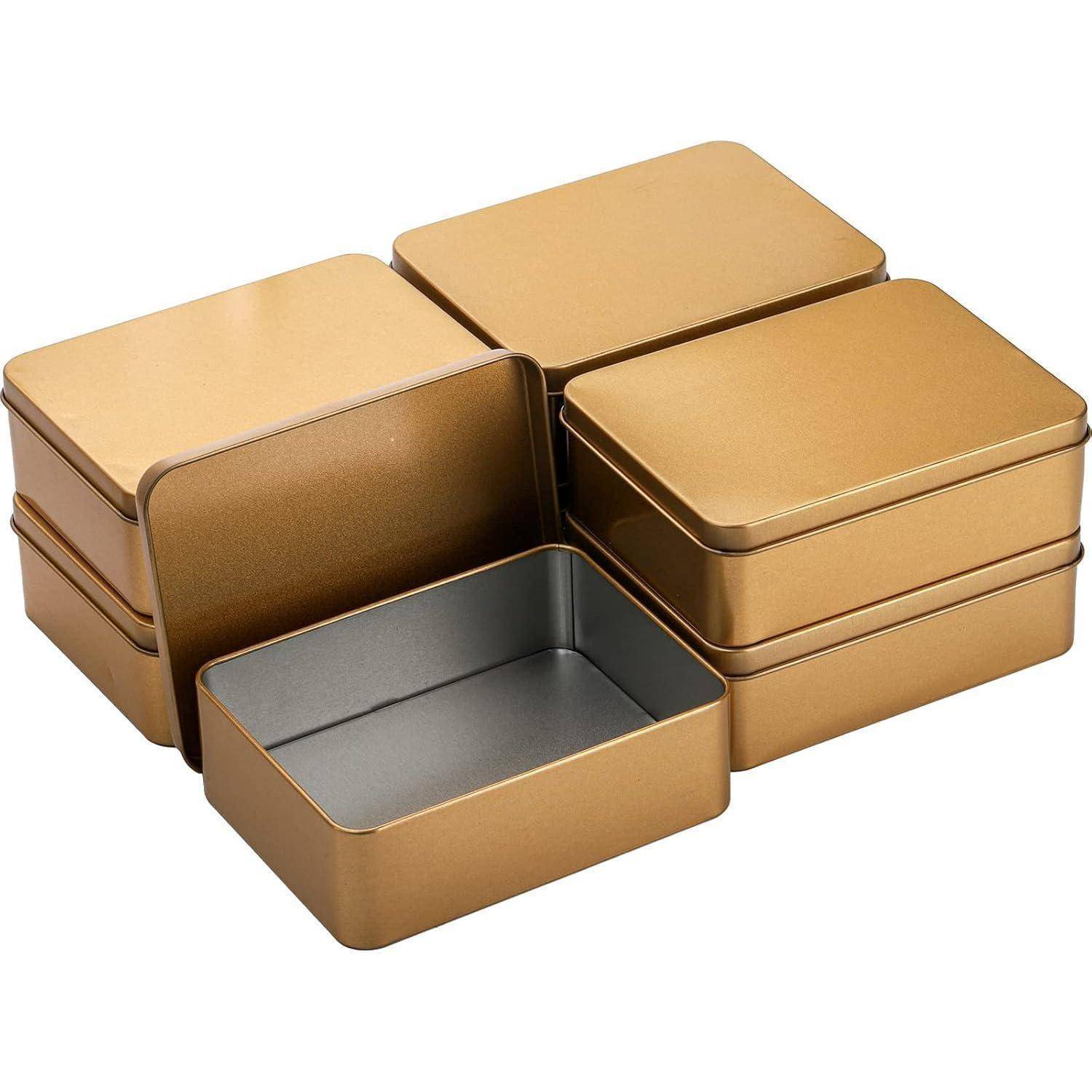 16er Set Rechteckige Blechdosen Rostfrei Gold 12x9x4cm