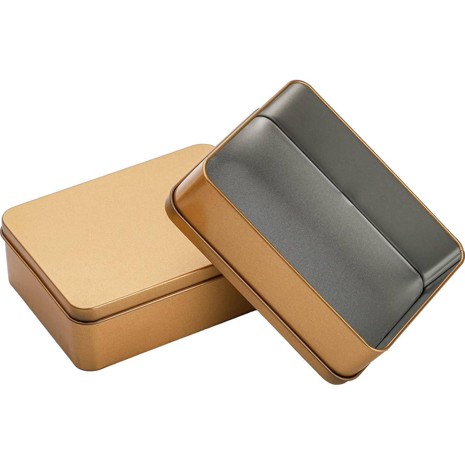16er Set Rechteckige Blechdosen Rostfrei Gold 12x9x4cm