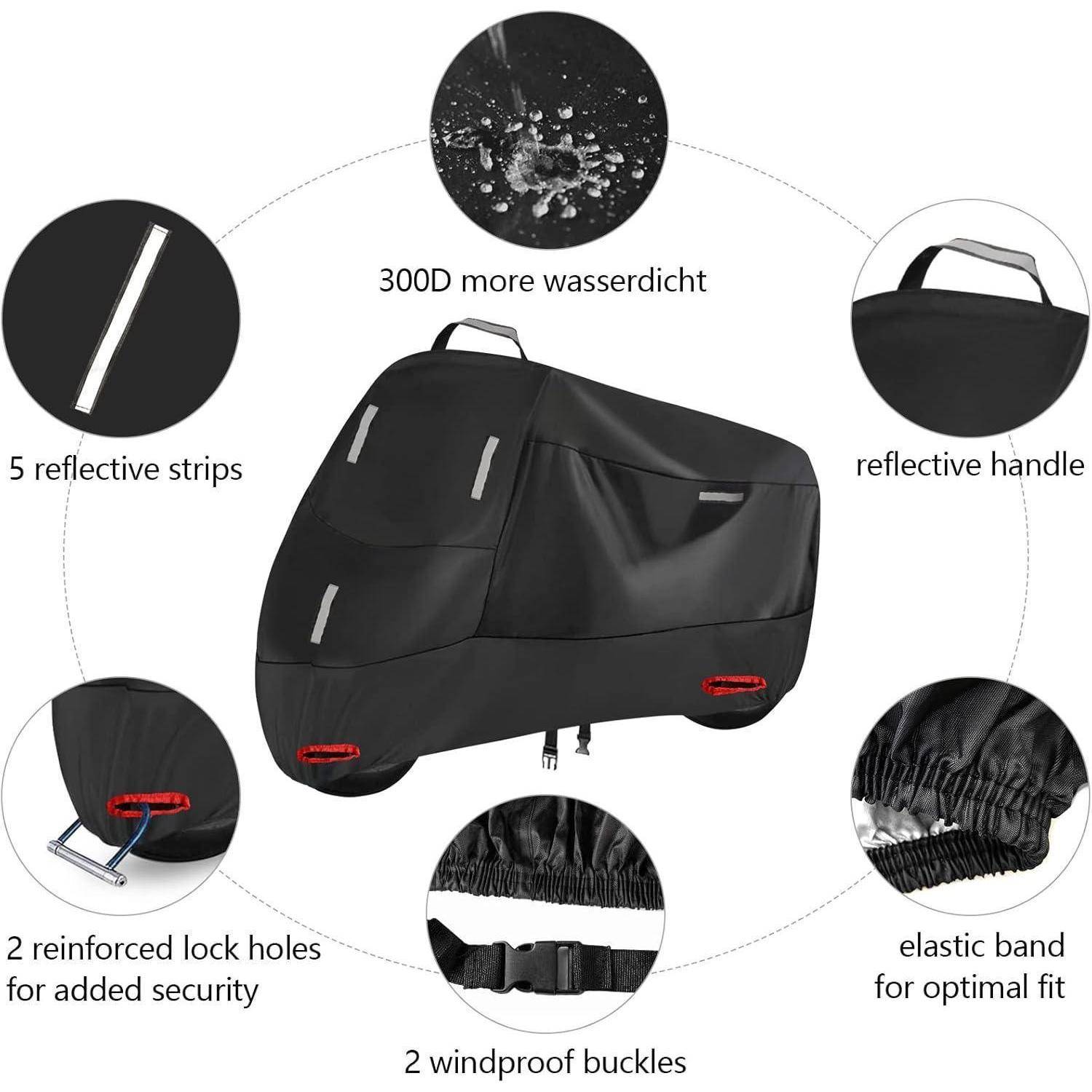 Motorradabdeckung 300D Wasserdicht XL 230x95x125cm Silber Schwarz