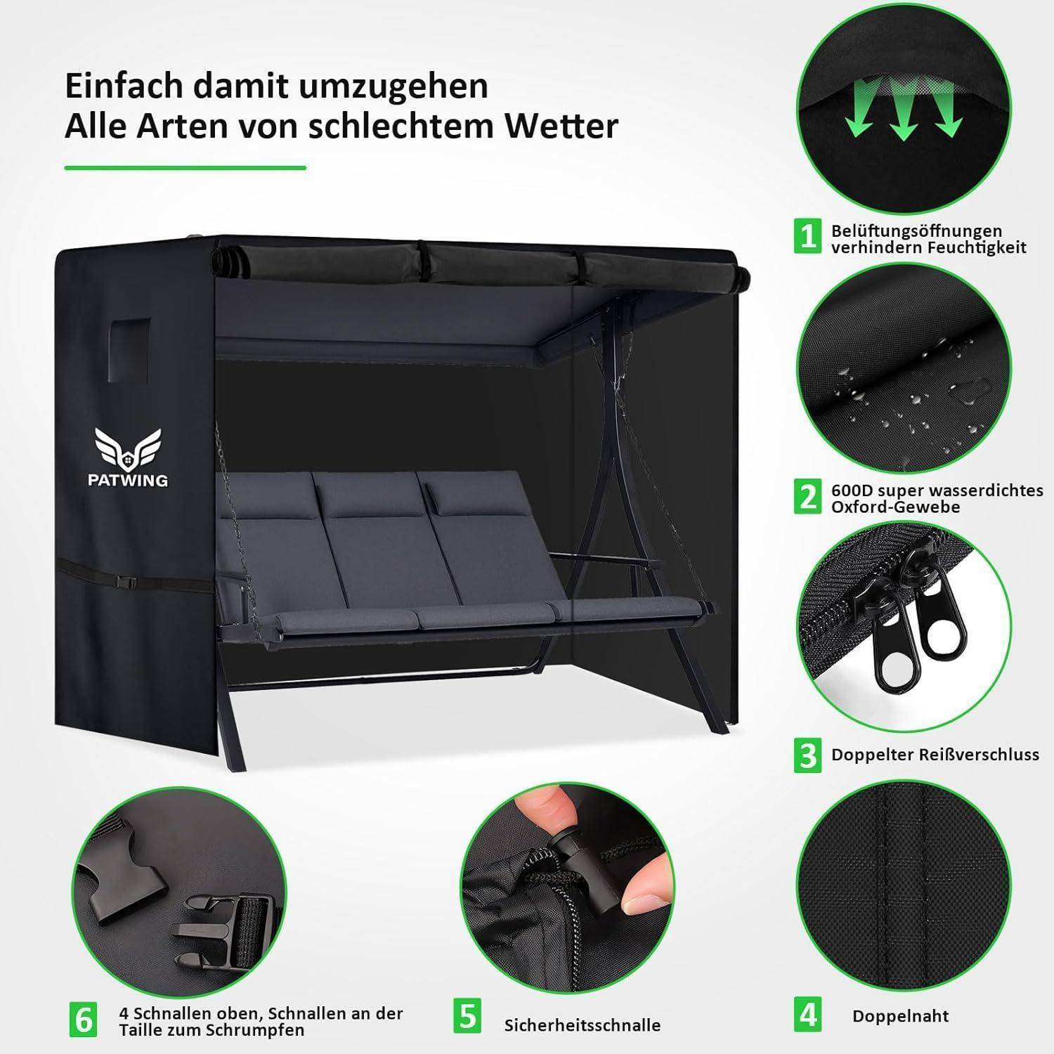 Hollywoodschaukel Abdeckung 3-4 Sitzer 600D Oxford Wasserdicht