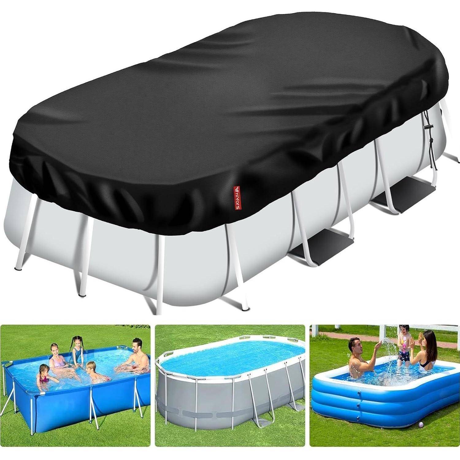 Poolabdeckung Rechteckig Uv-Schutz Kordelzug BodennäGel 305x205x20cm