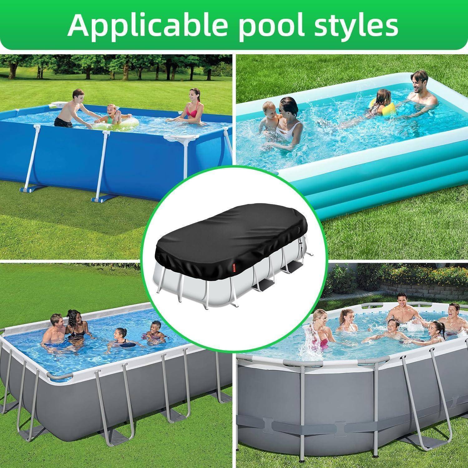 Poolabdeckung Rechteckig 410x225 420D PU 410×225CM Schwarz