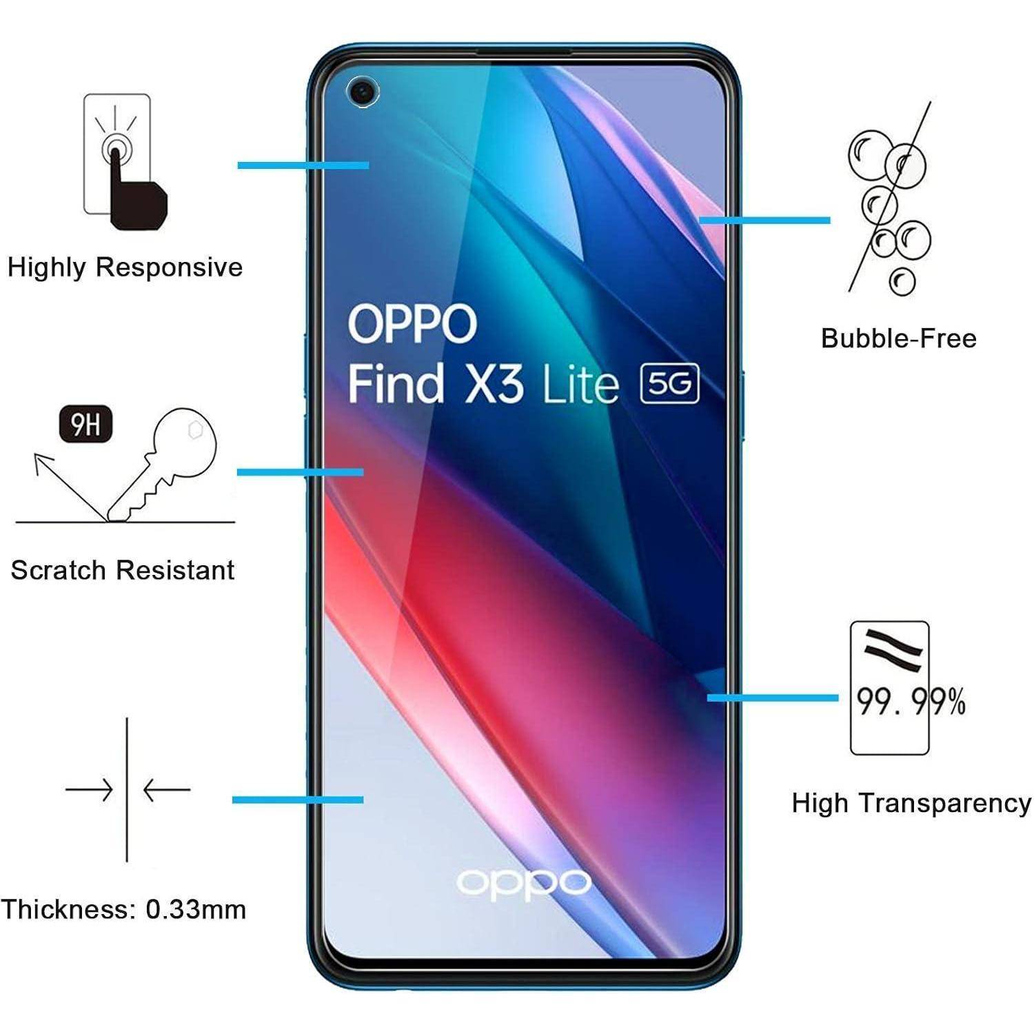 Panzer Schutz Glas für Oppo Find X3 Lite 2 Stück 9H Härte Ultra-klar