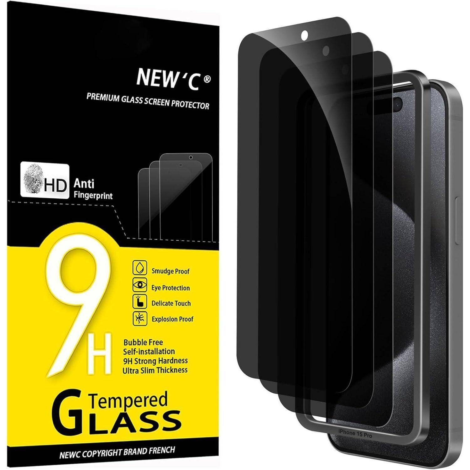 3er Set Blickschutz Panzerglas iPhone 15 Pro 6,1 Zoll