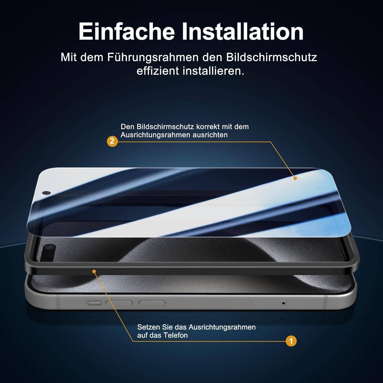 3er Set Blickschutz Panzerglas iPhone 15 Pro 6,1 Zoll