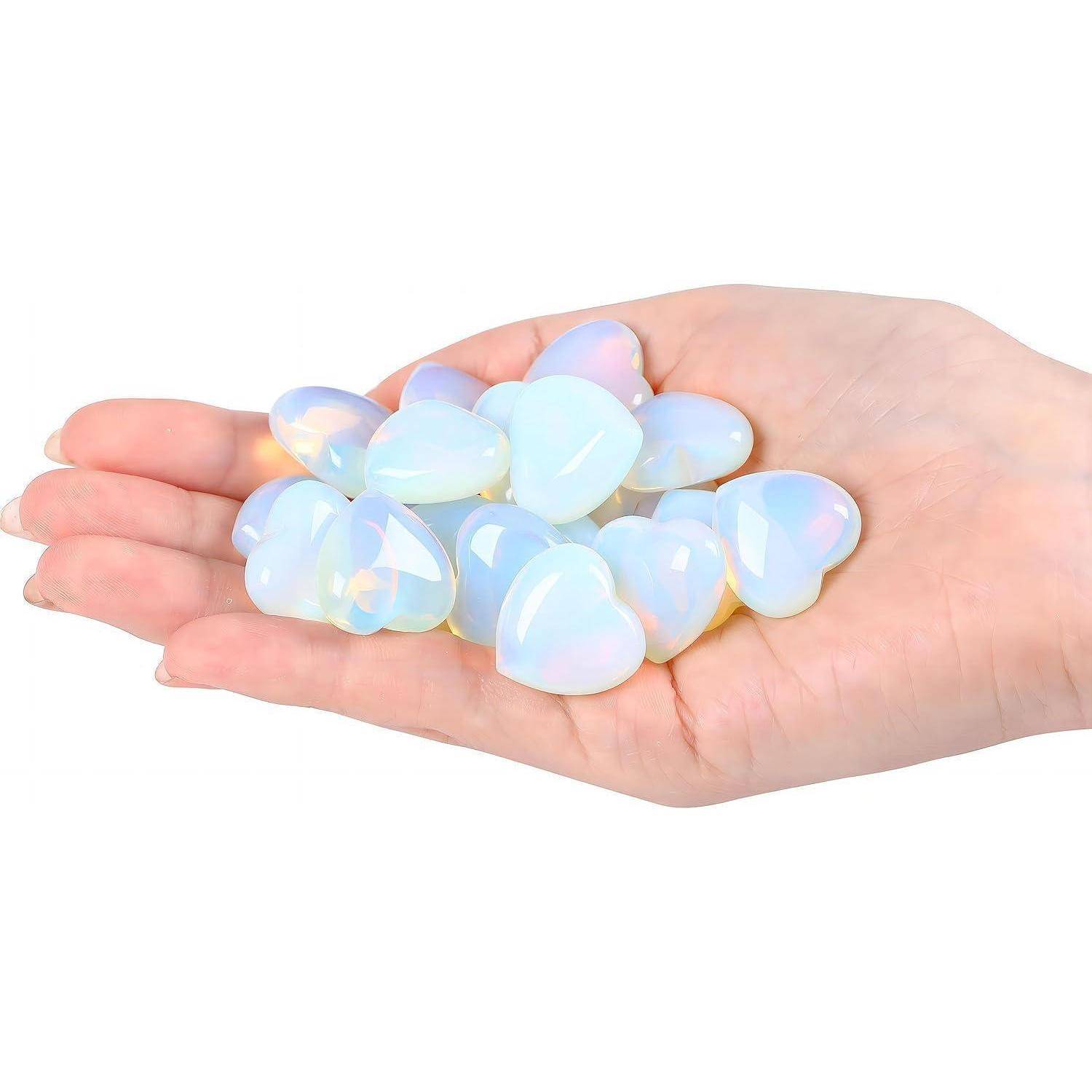 20 Stück Opal Herz Steine Set Heilung Kristalle Natürliche Edelsteine