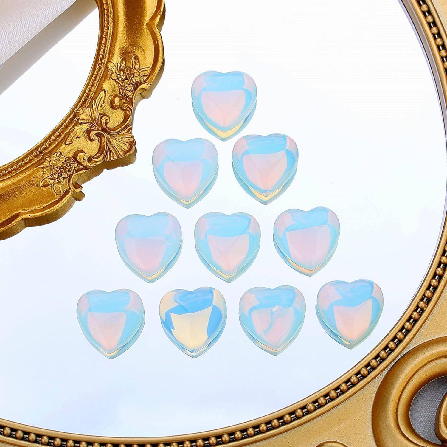 20 Stück Opal Herz Steine Set Heilung Kristalle Natürliche Edelsteine