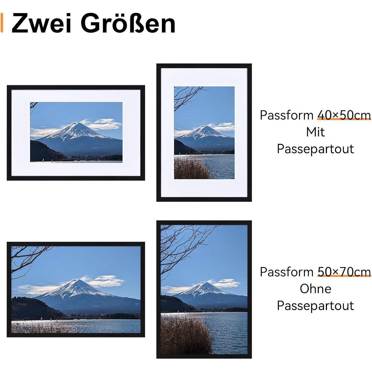Bilderrahmen 50x70 cm Eiche Acrylglas Holzrahmen Passepartout