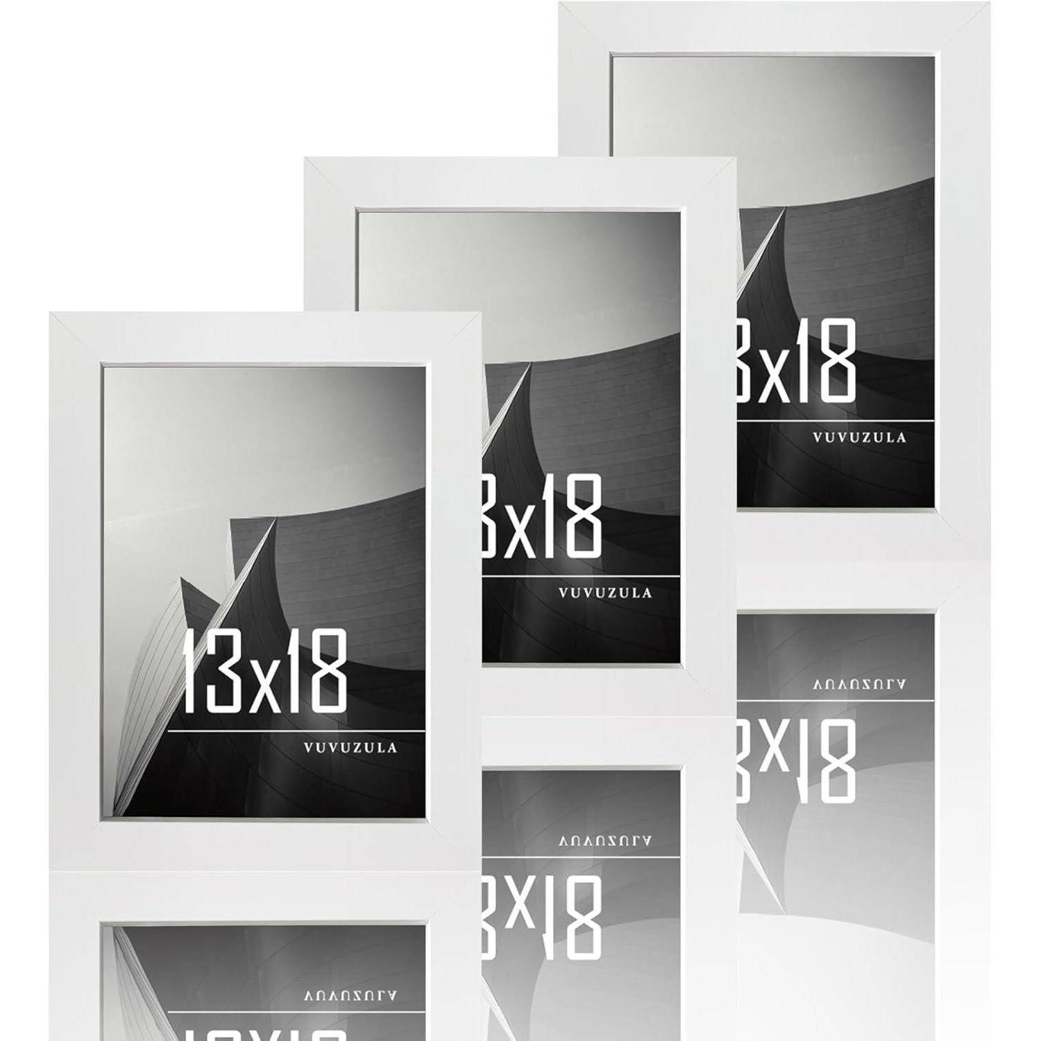 Bilderrahmen 13x18cm Weiß Holz Fotorahmen 3er Set MDF Rahmen 5x7 Zoll
