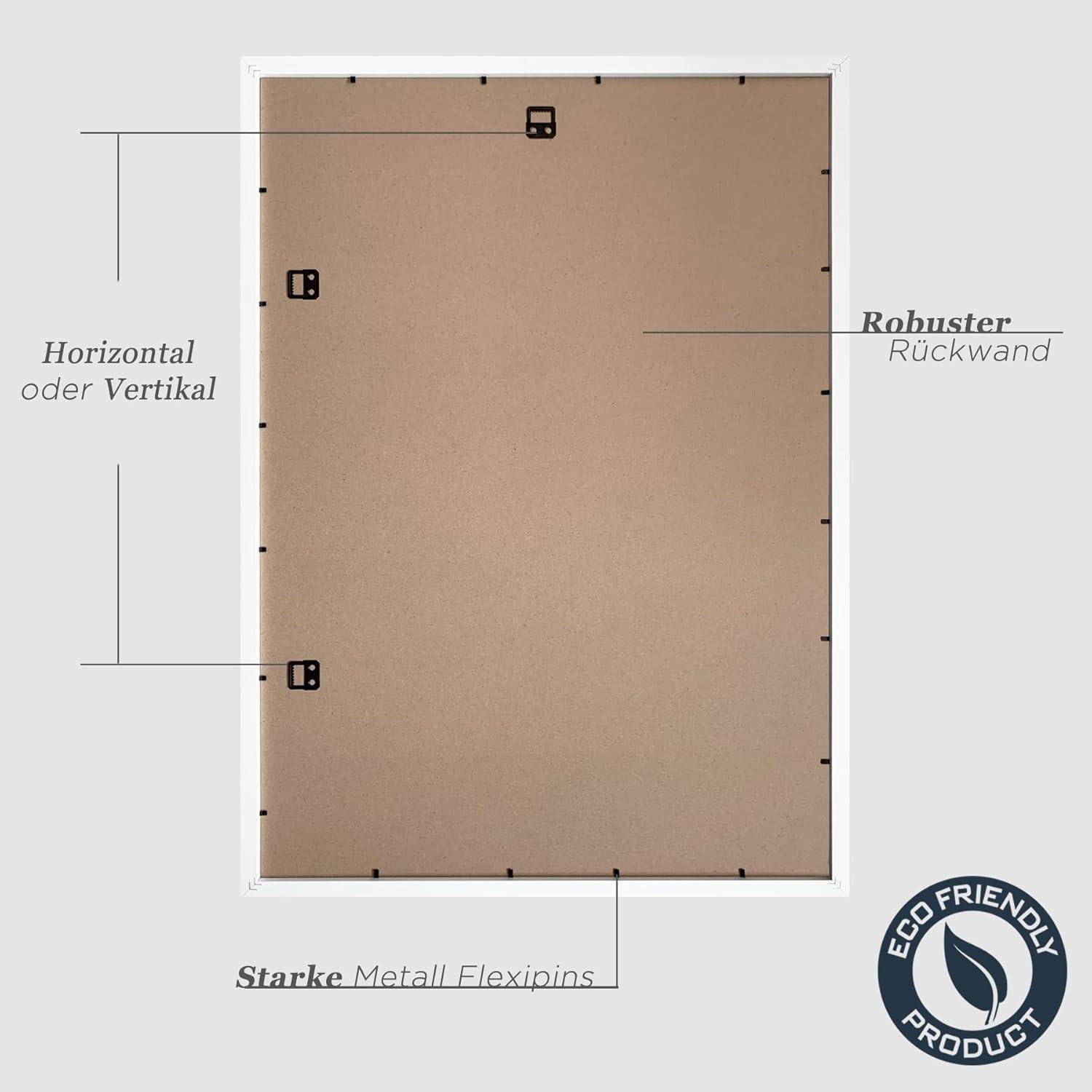 Bilderrahmen 50x70cm Weiß Holz Fotorahmen 3er Set MDF Rahmen