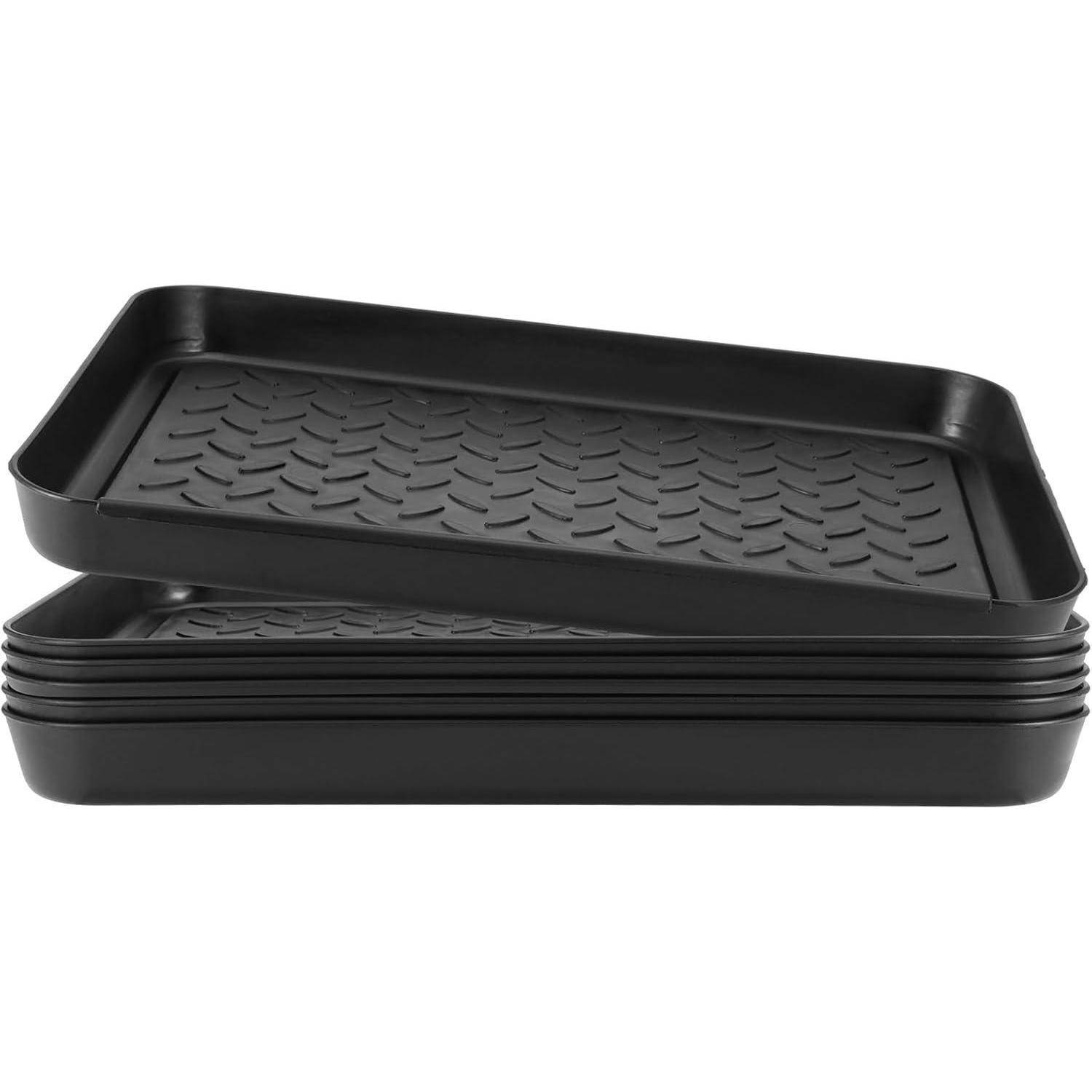 Schuhwanne Schwarz 6er Set 35x27.5x3cm Schuhtablett mit Rand