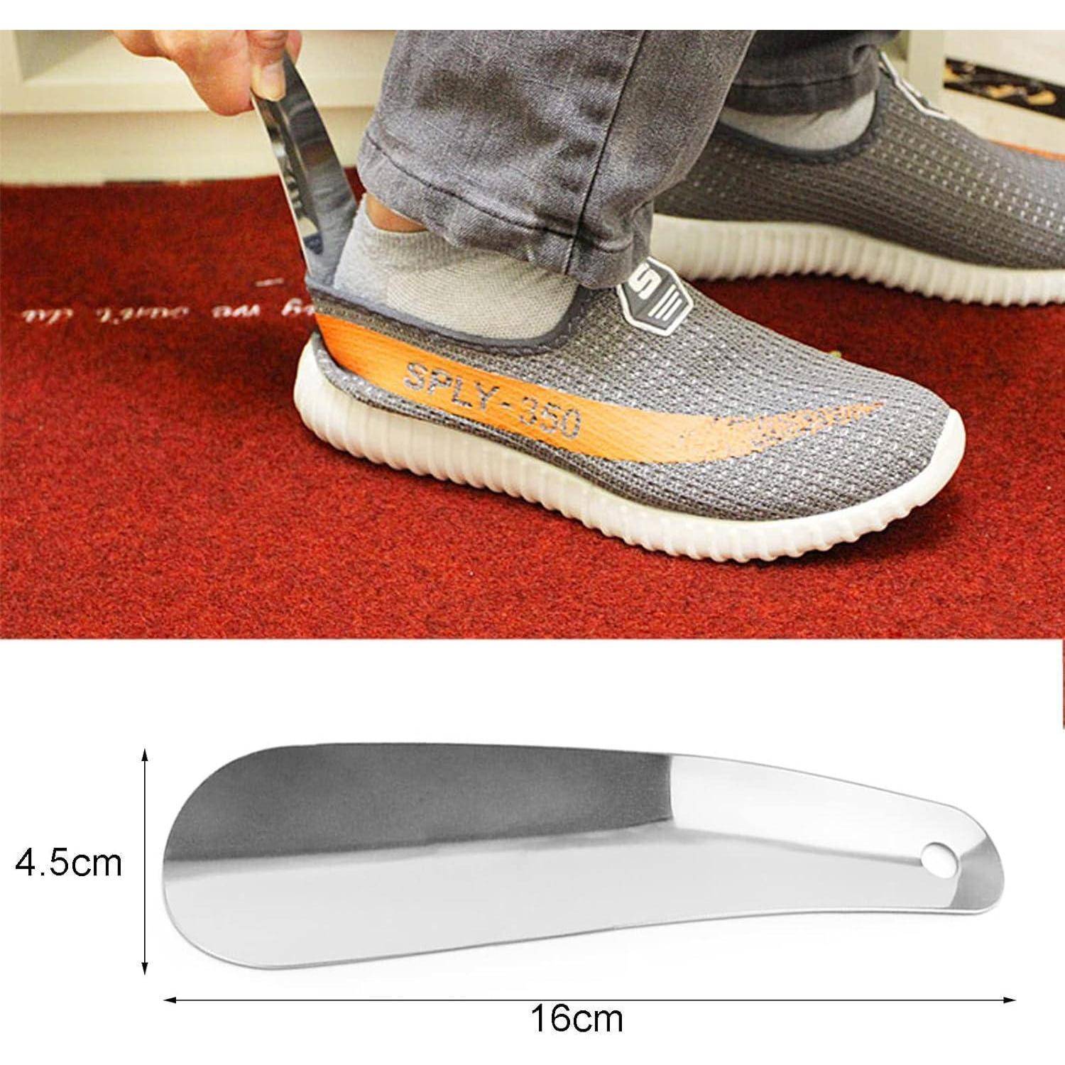 Edelstahl Schuhlöffel 16cm Shoe Horn Aufhängeloch Ergonomisch Silber