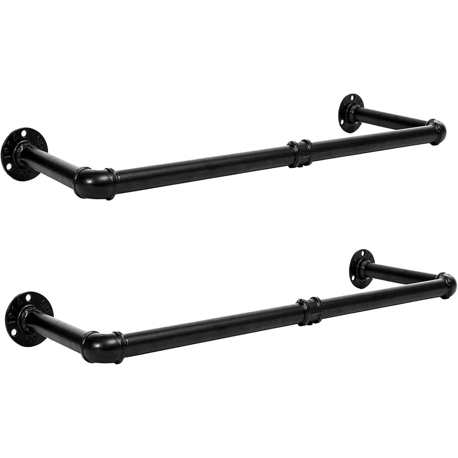 Industrierohr Kleiderstangen 2er Set 80 cm Wandmontage