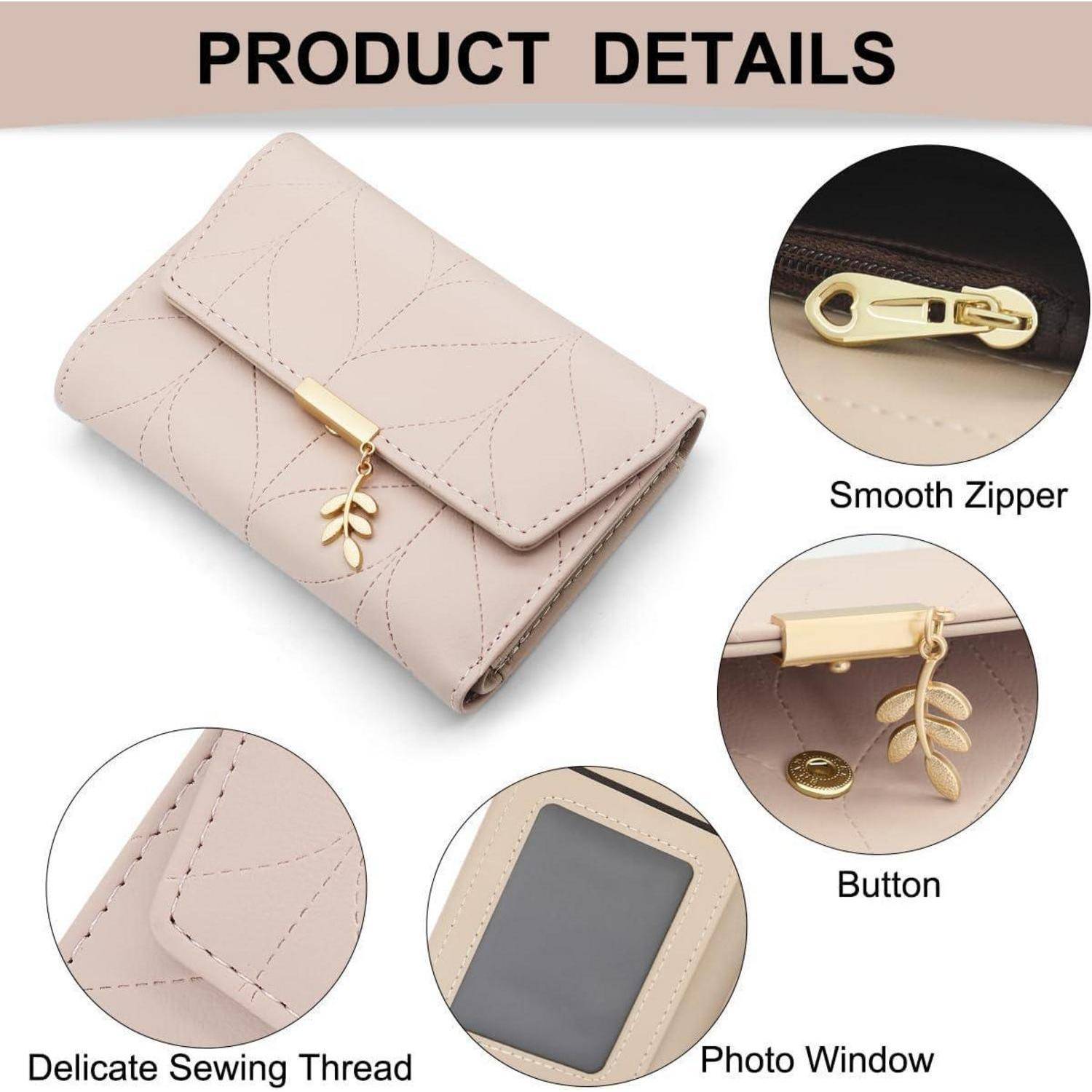 Damen Geldbeutel Veganem Leder Mini Portmonee Frauen mit Münzfach und