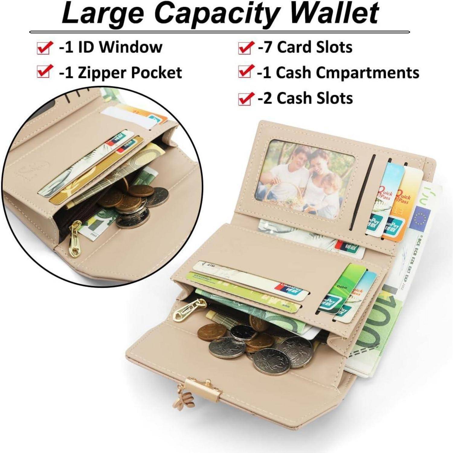 Damen Geldbeutel Veganem Leder Mini Portmonee Frauen mit Münzfach und