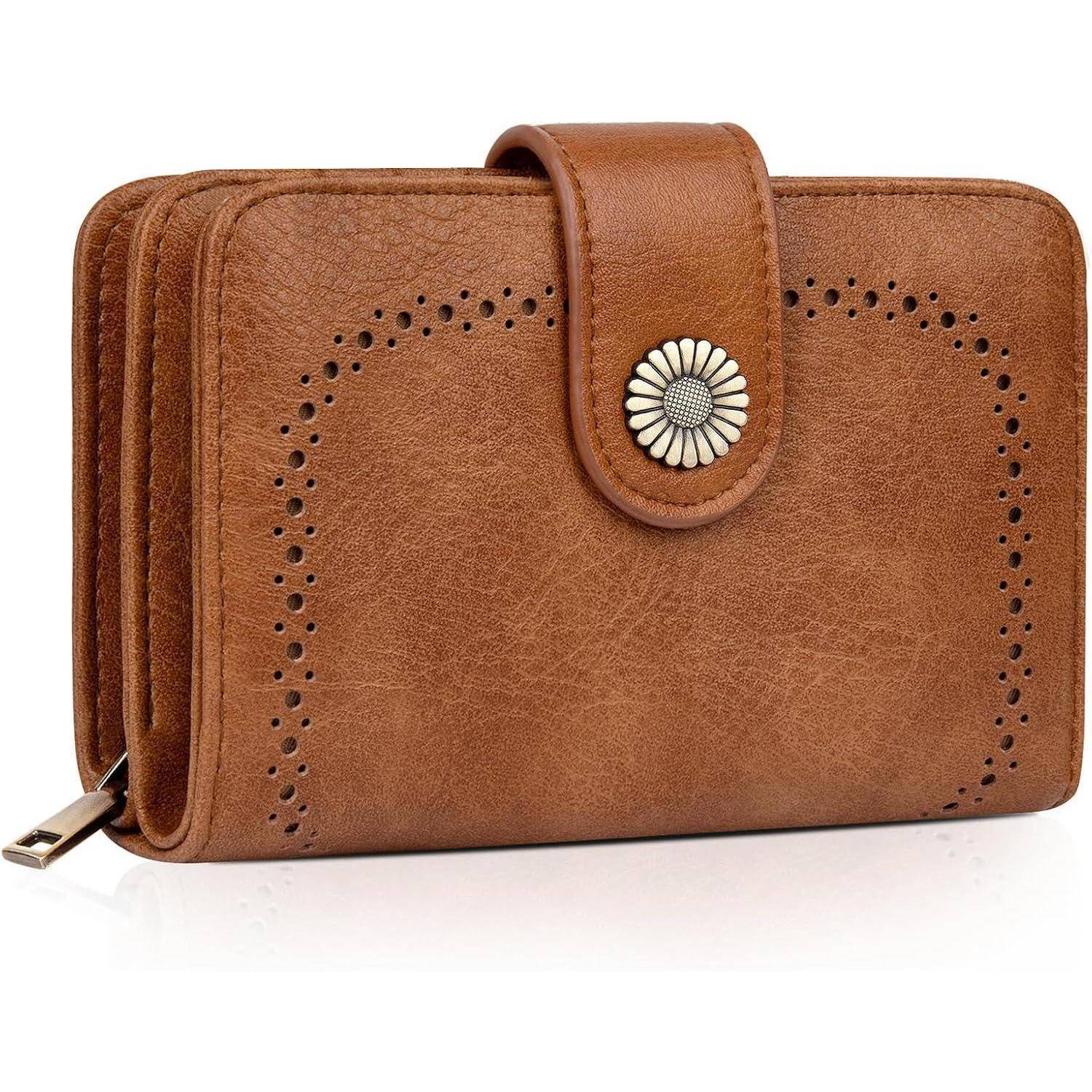 Geldbeutel Damen Große Kapazität Vintage PU Leder Brieftasche RFID