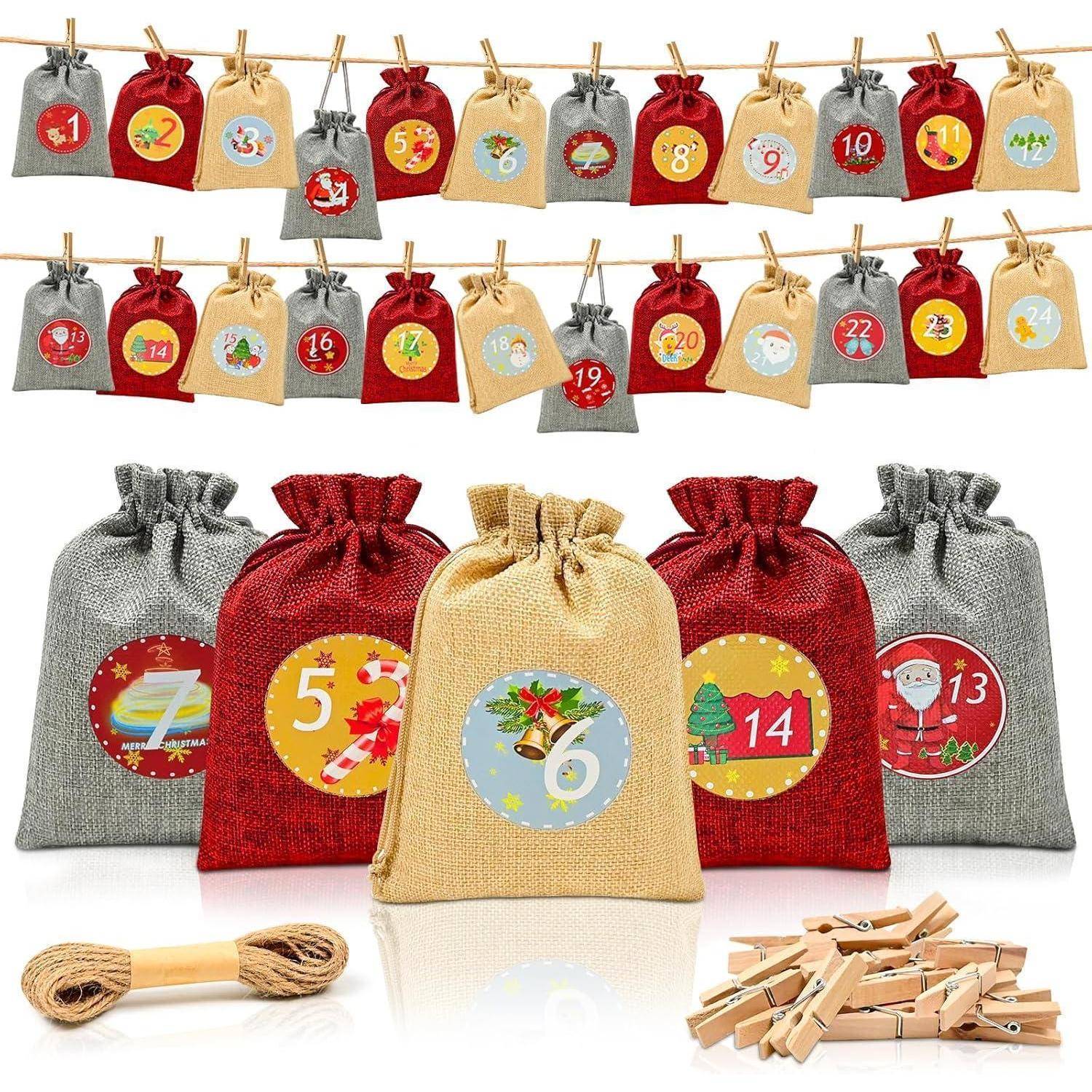 Adventskalender zum Befüllen 24 Weihnachtskalender 18x13cm - 24