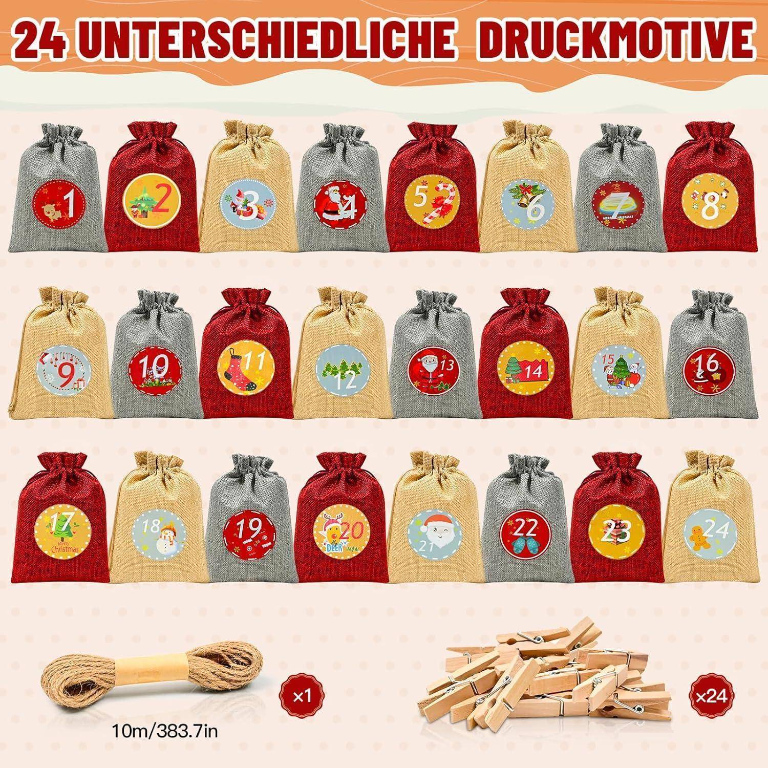 Adventskalender zum Befüllen 24 Weihnachtskalender 18x13cm - 24